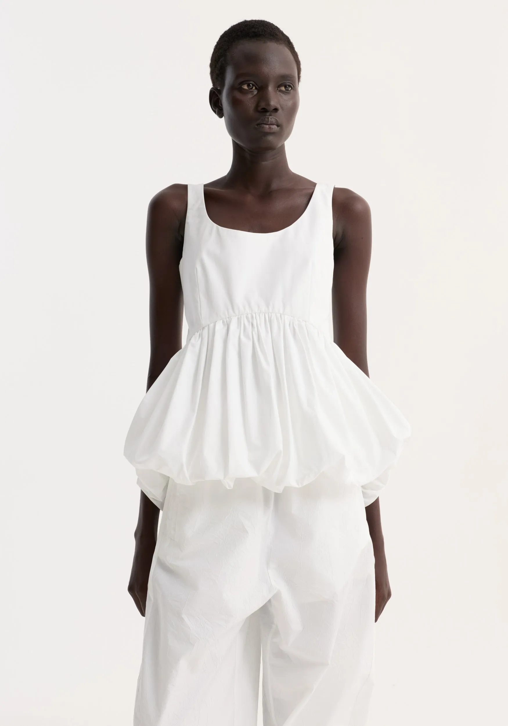 Voluminous peplum top | optic white sold by Rohe product image thumbnail 2