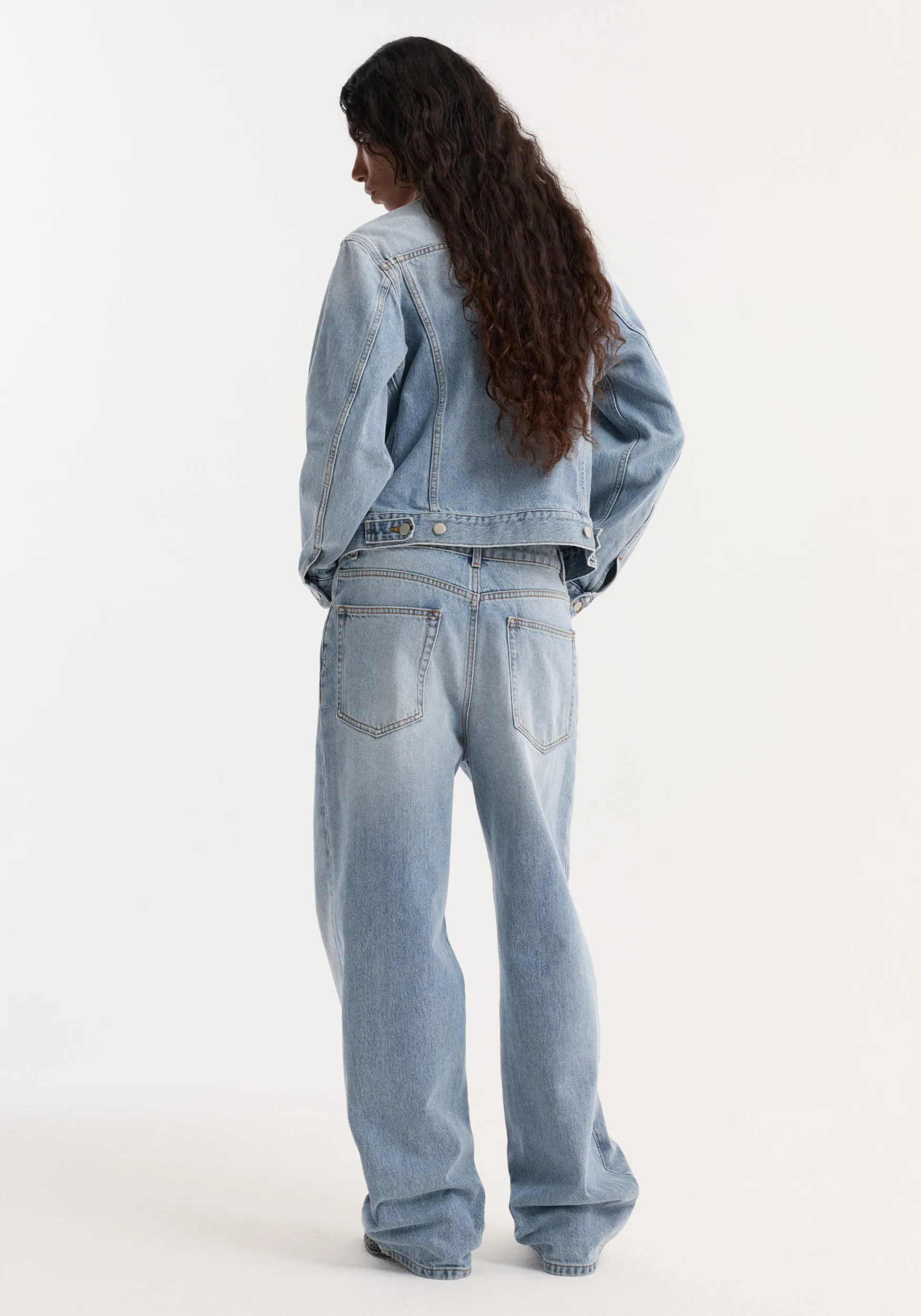 Suede collar fitted denim jacket | classic blue sold by Rohe product image thumbnail 3