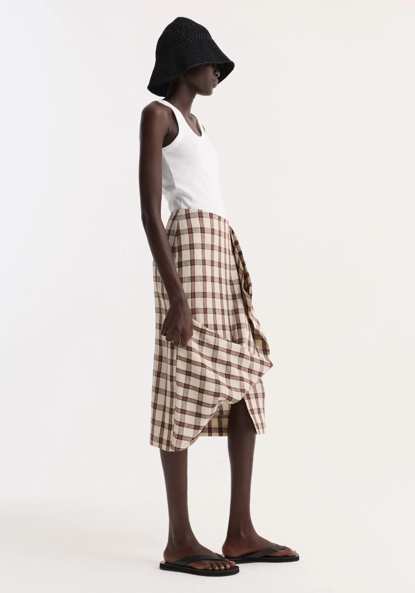 Draped check skirt | red table check sold by Rohe product image thumbnail 3