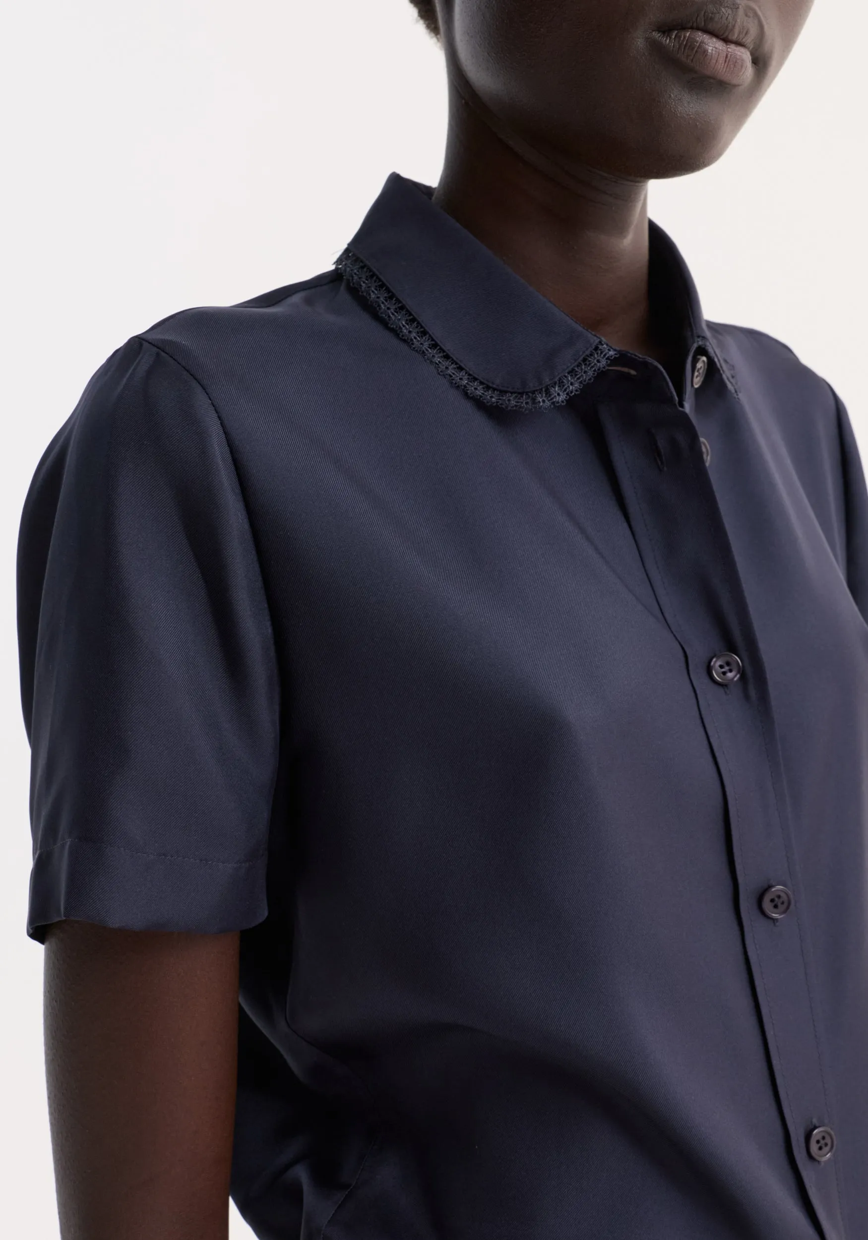 Embroidered silk fitted shirt | night sold by Rohe product image thumbnail 3