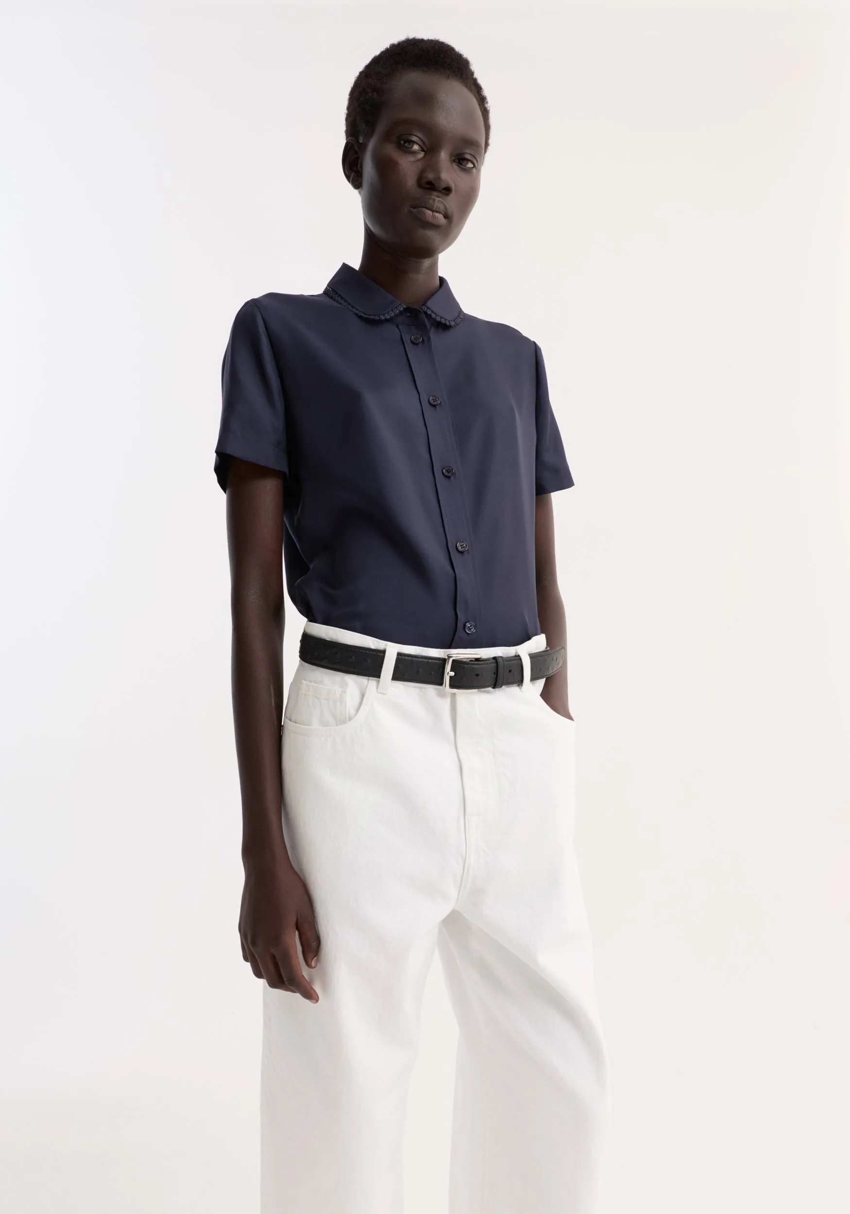 Embroidered silk fitted shirt | night sold by Rohe product image thumbnail 2