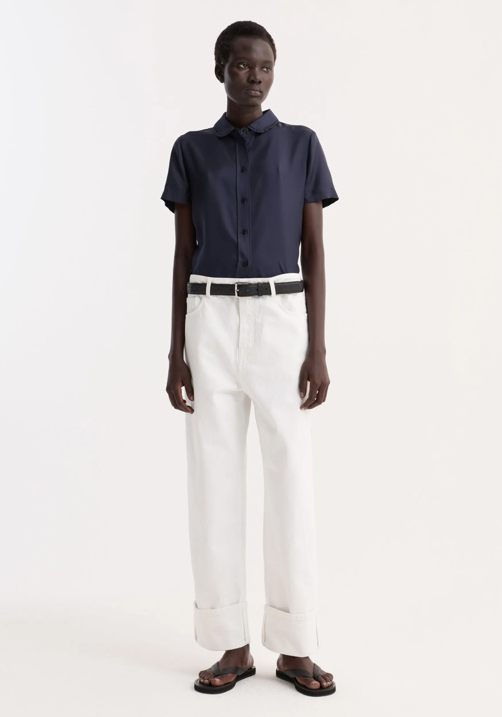 Embroidered silk fitted shirt | night sold by Rohe