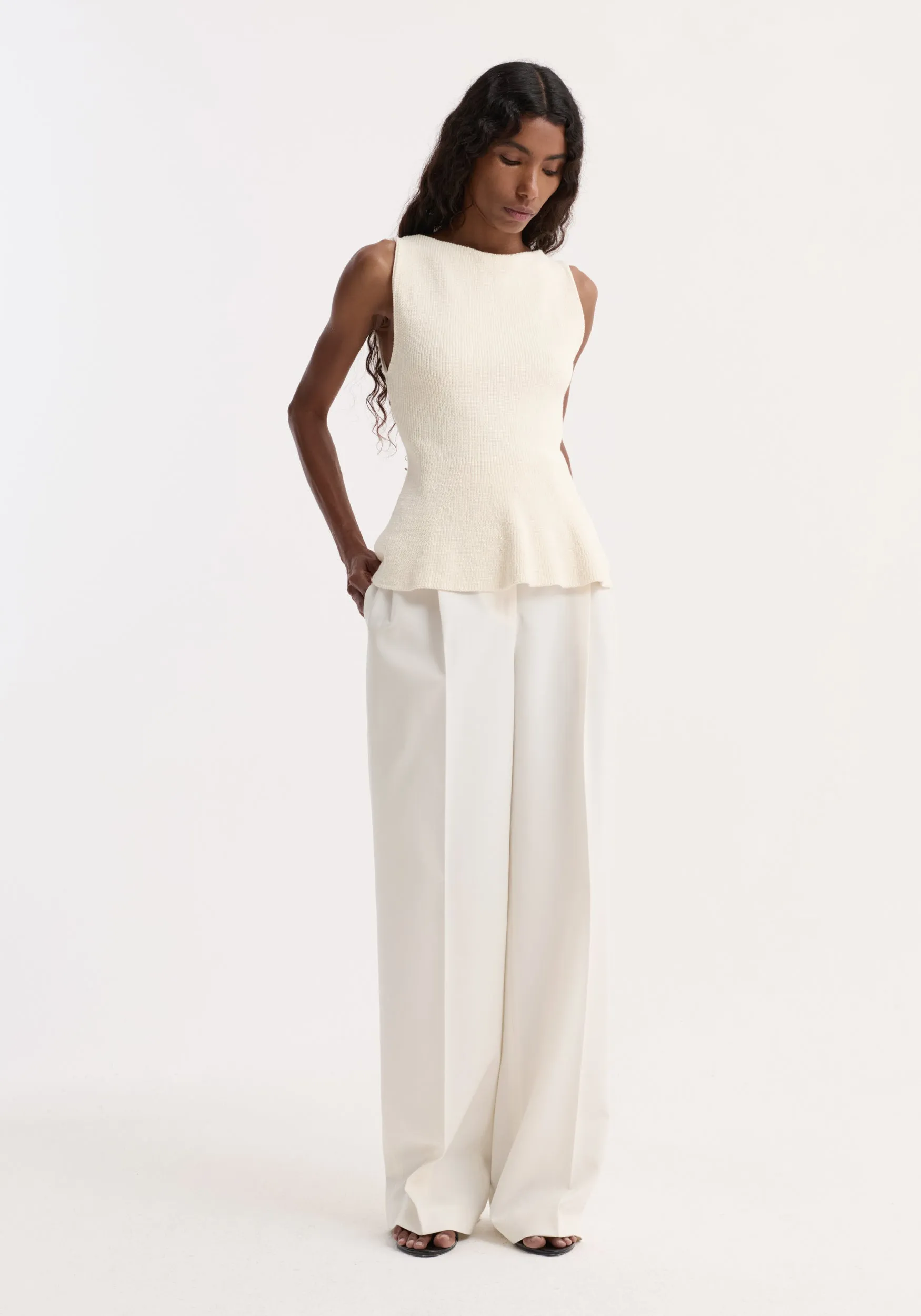 Sculptural knitted top | cream sold by Rohe