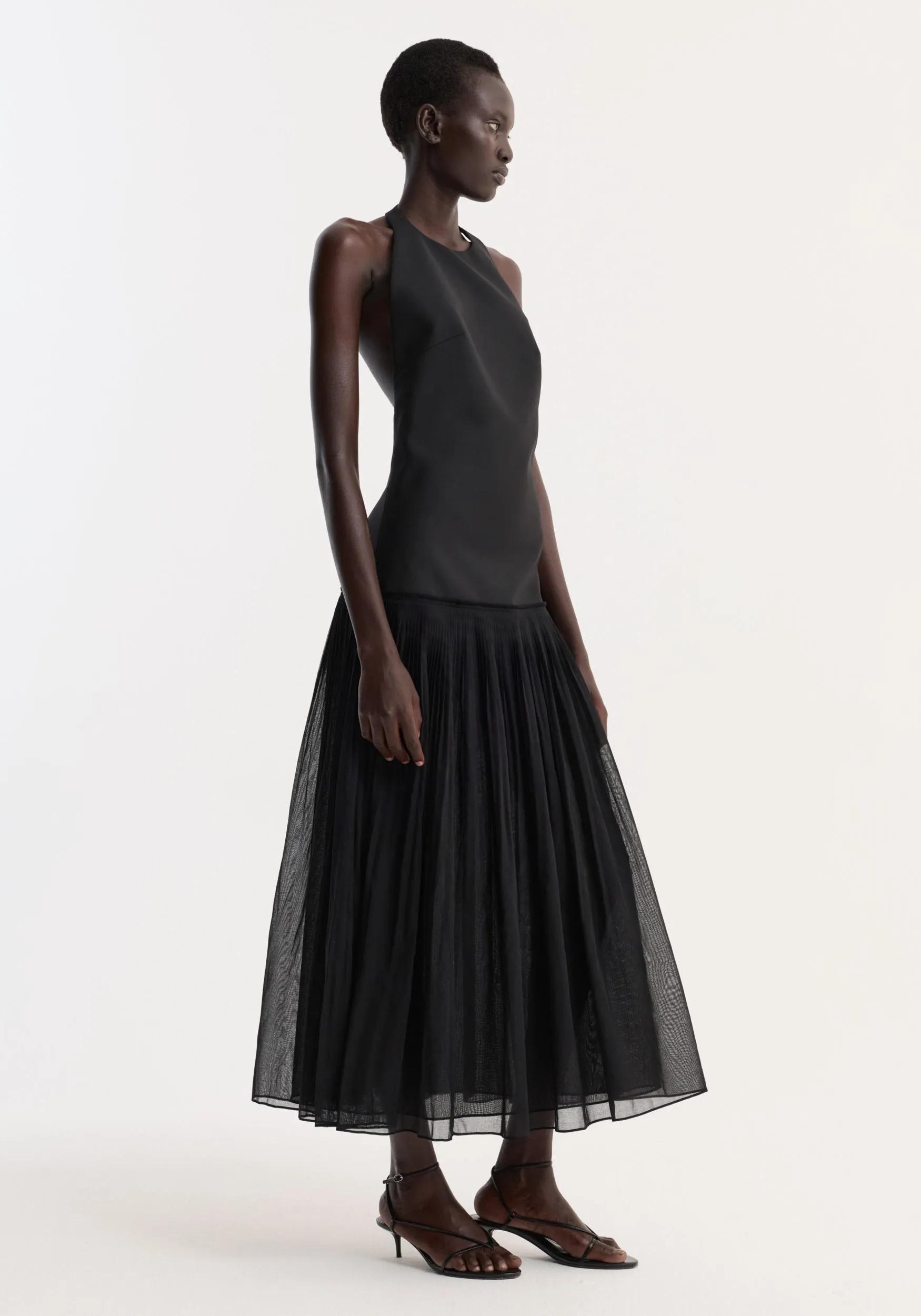 Pleated muslin halter dress | black sold by Rohe product image thumbnail 2