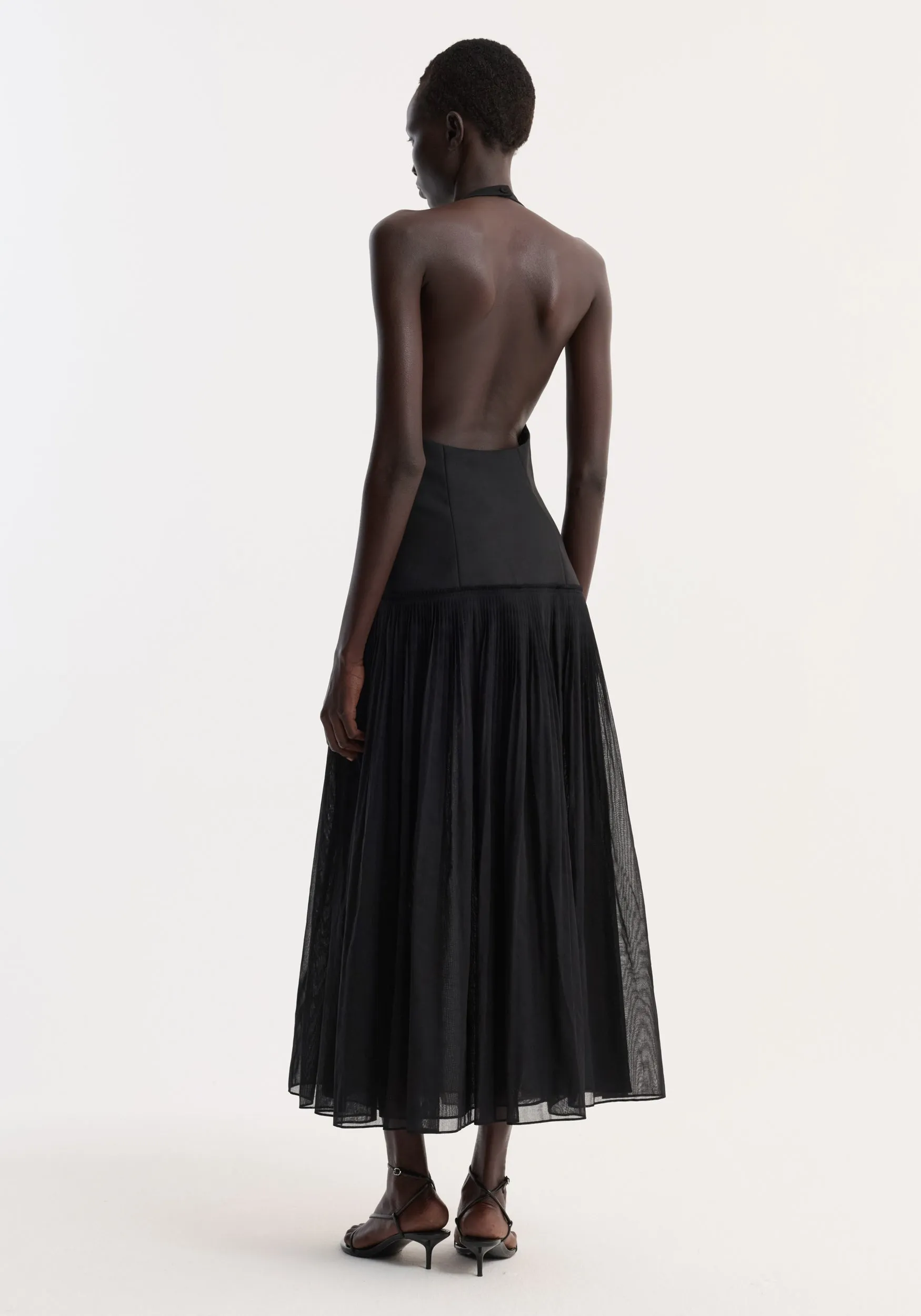 Pleated muslin halter dress | black sold by Rohe product image thumbnail 5