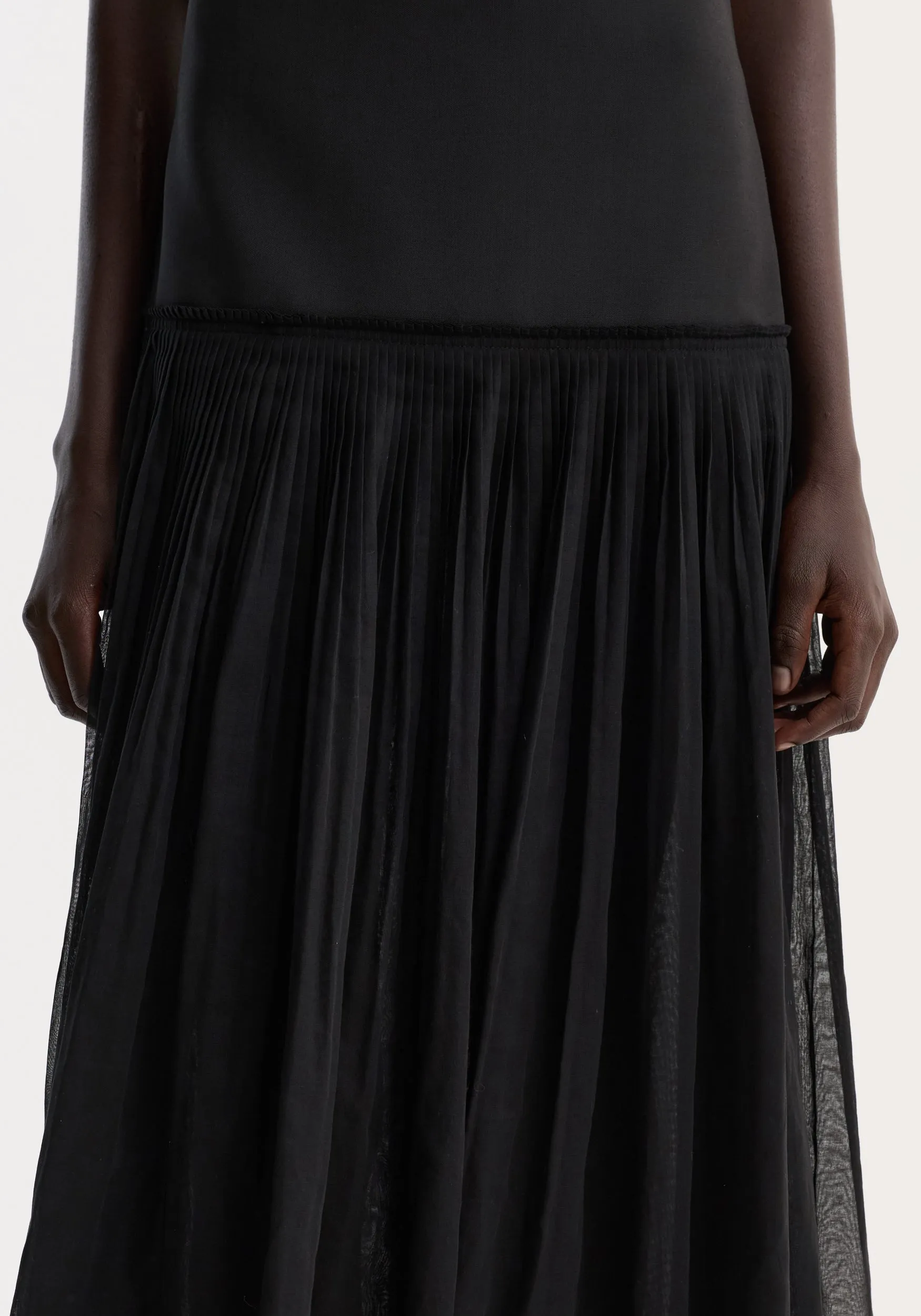 Pleated muslin halter dress | black sold by Rohe product image thumbnail 4