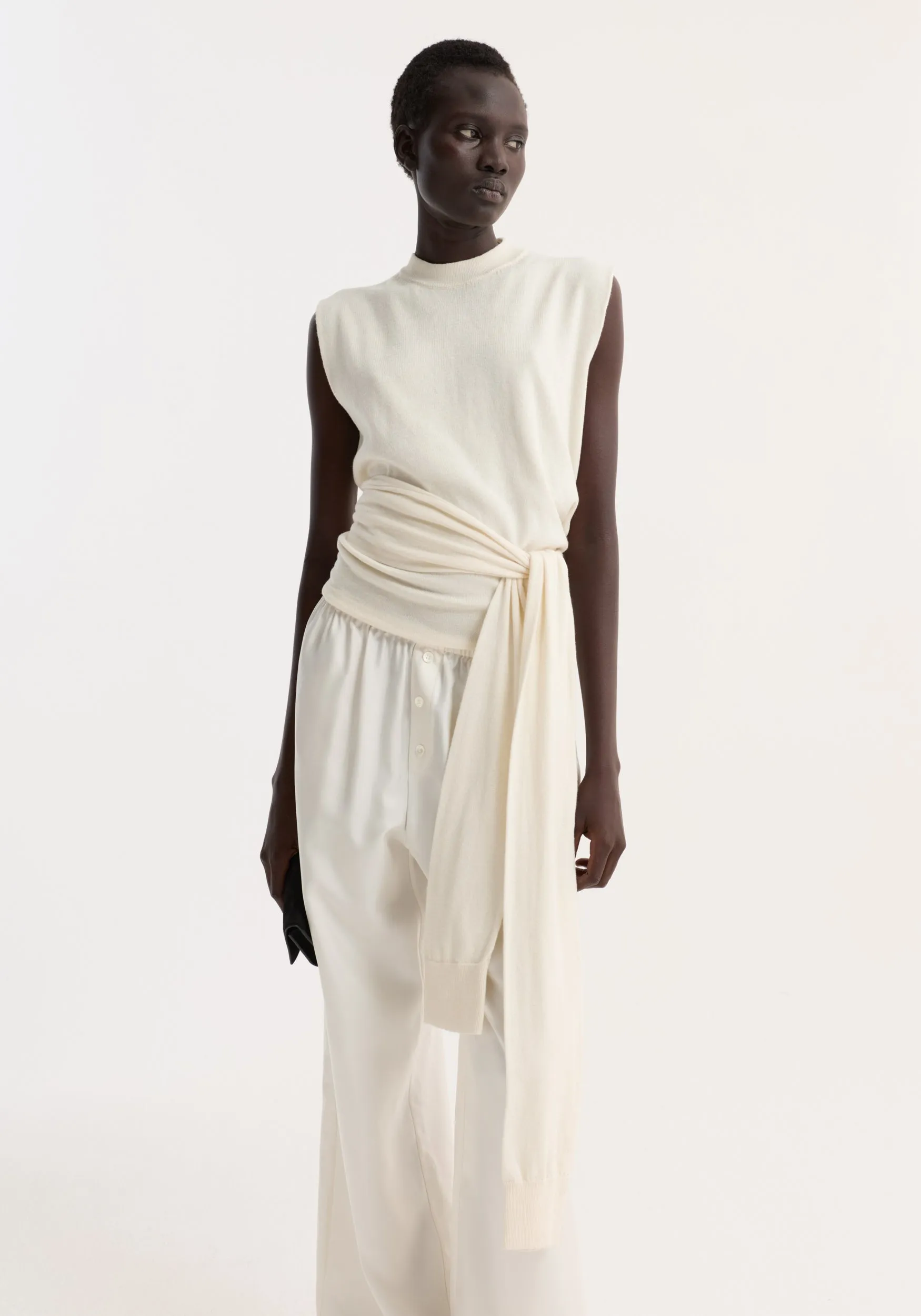 Open back knitted wrap top | off white sold by Rohe product image thumbnail 2