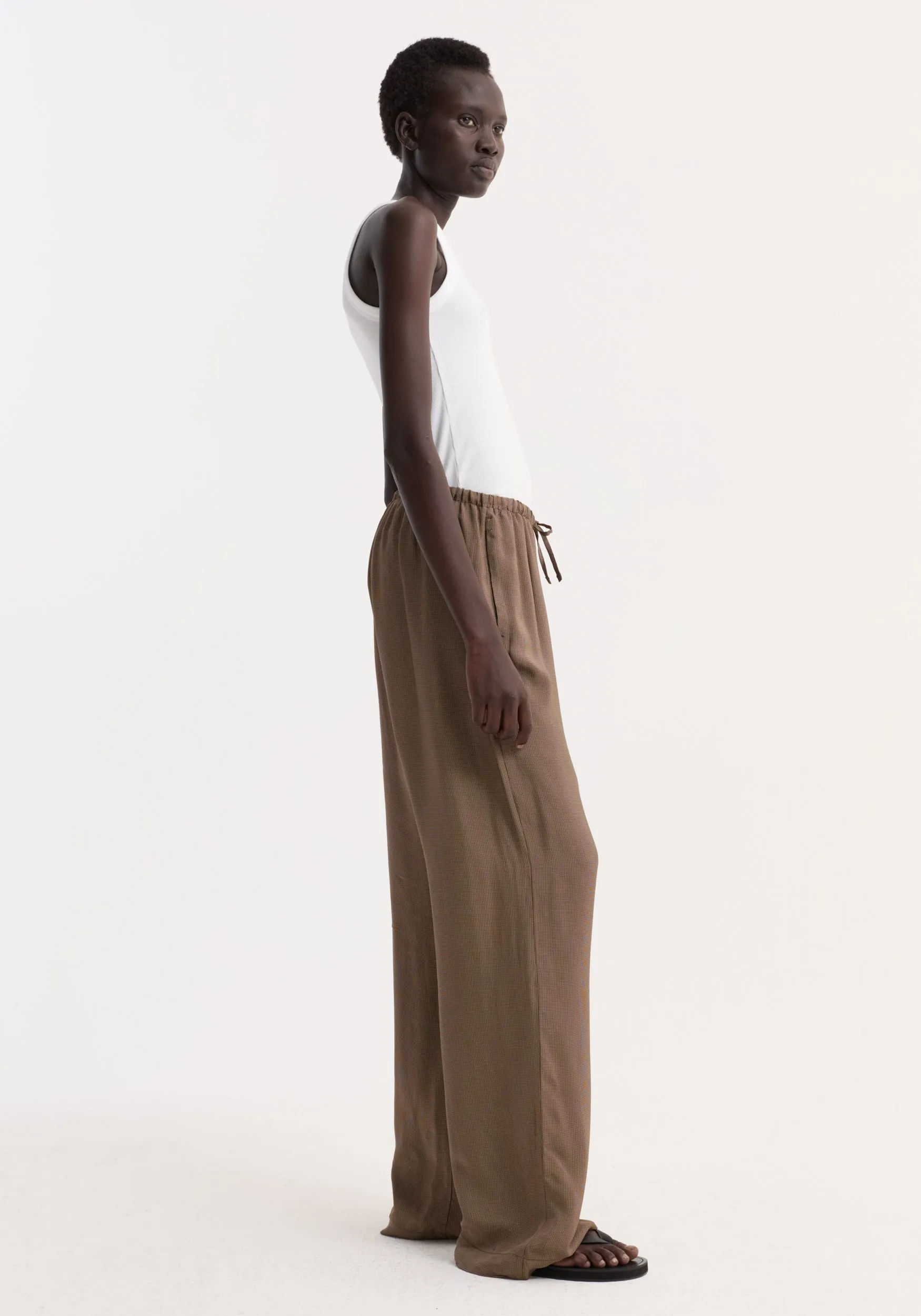 Relaxed fit trousers | brown mini check sold by Rohe product image thumbnail 3