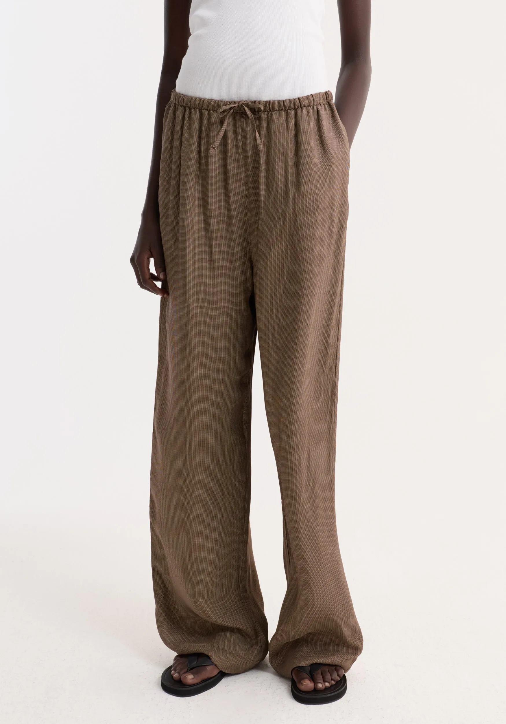 Relaxed fit trousers | brown mini check sold by Rohe product image thumbnail 2