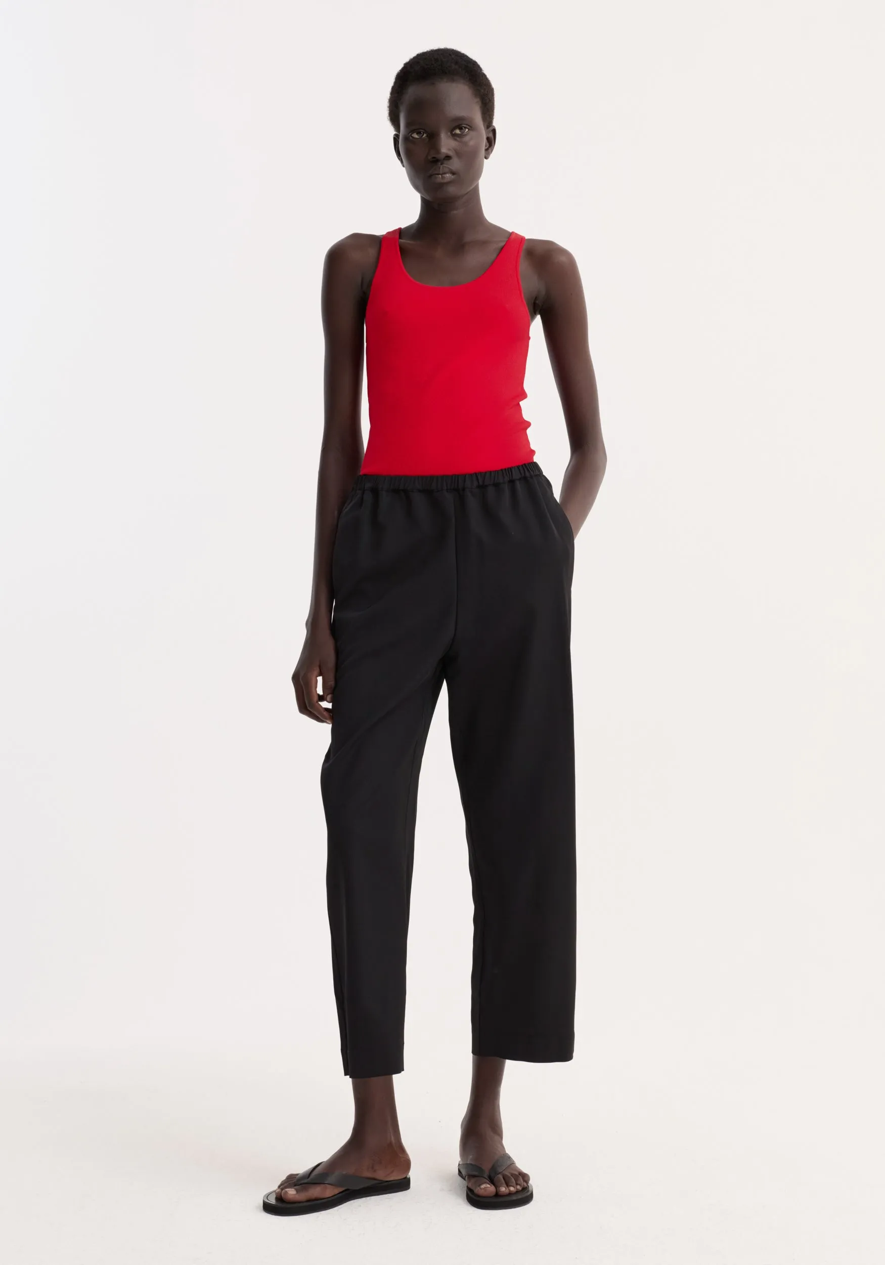 Cropped wide leg trousers | black sold by Rohe