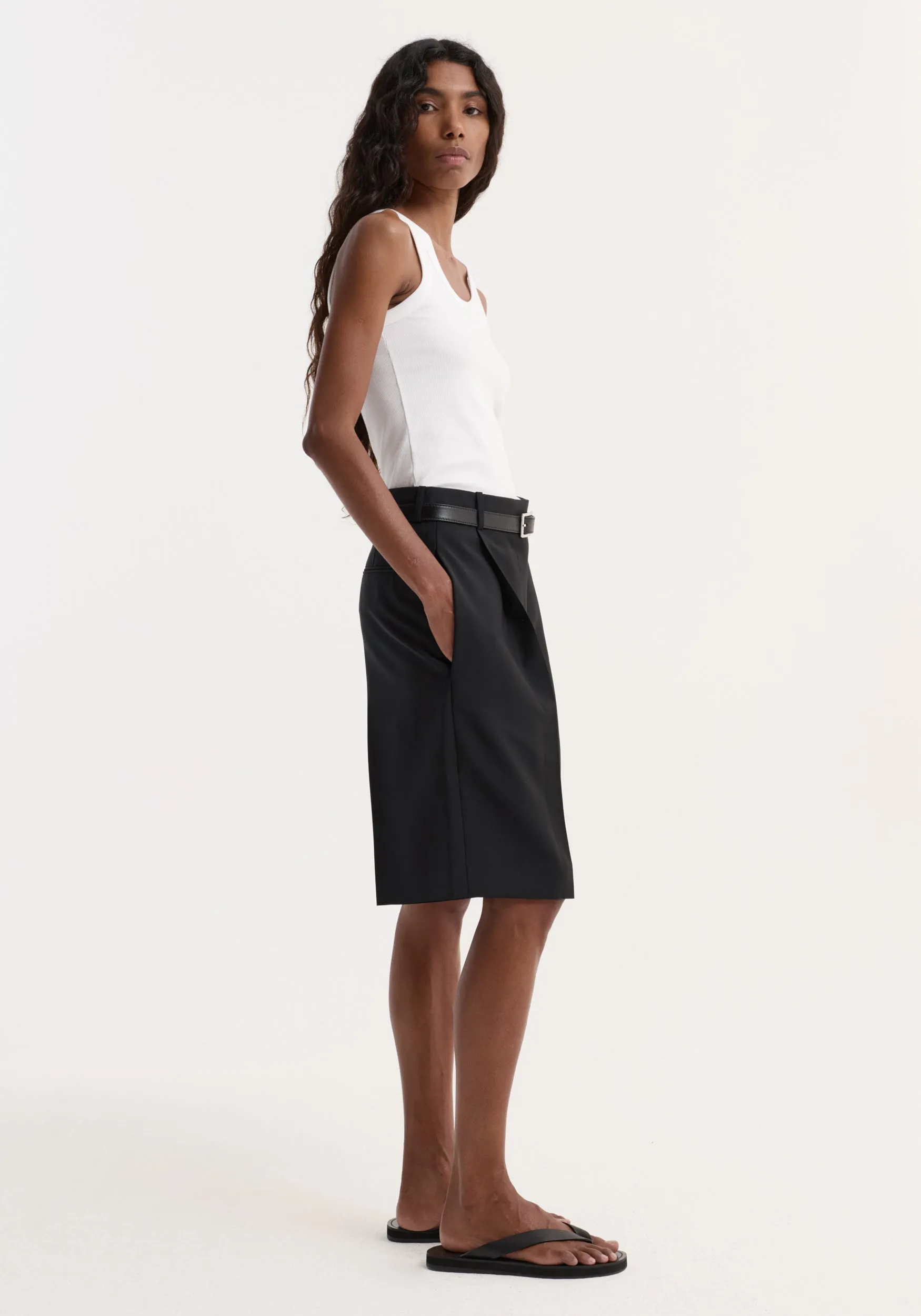 Tailored single pleat shorts | black sold by Rohe product image thumbnail 4