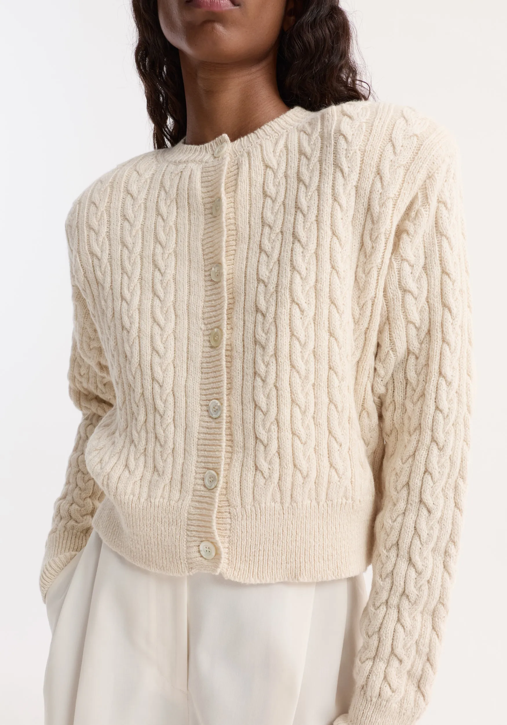 Fine merino cable cardigan | cream sold by Rohe product image thumbnail 2