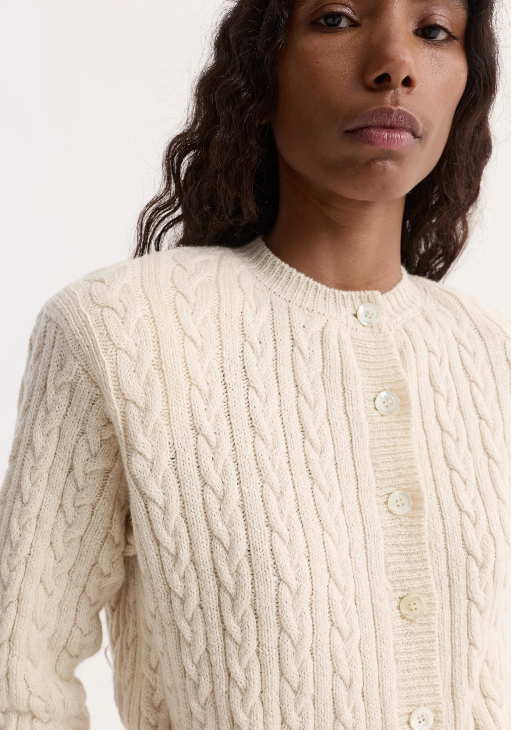 Fine merino cable cardigan | cream sold by Rohe product image thumbnail 4