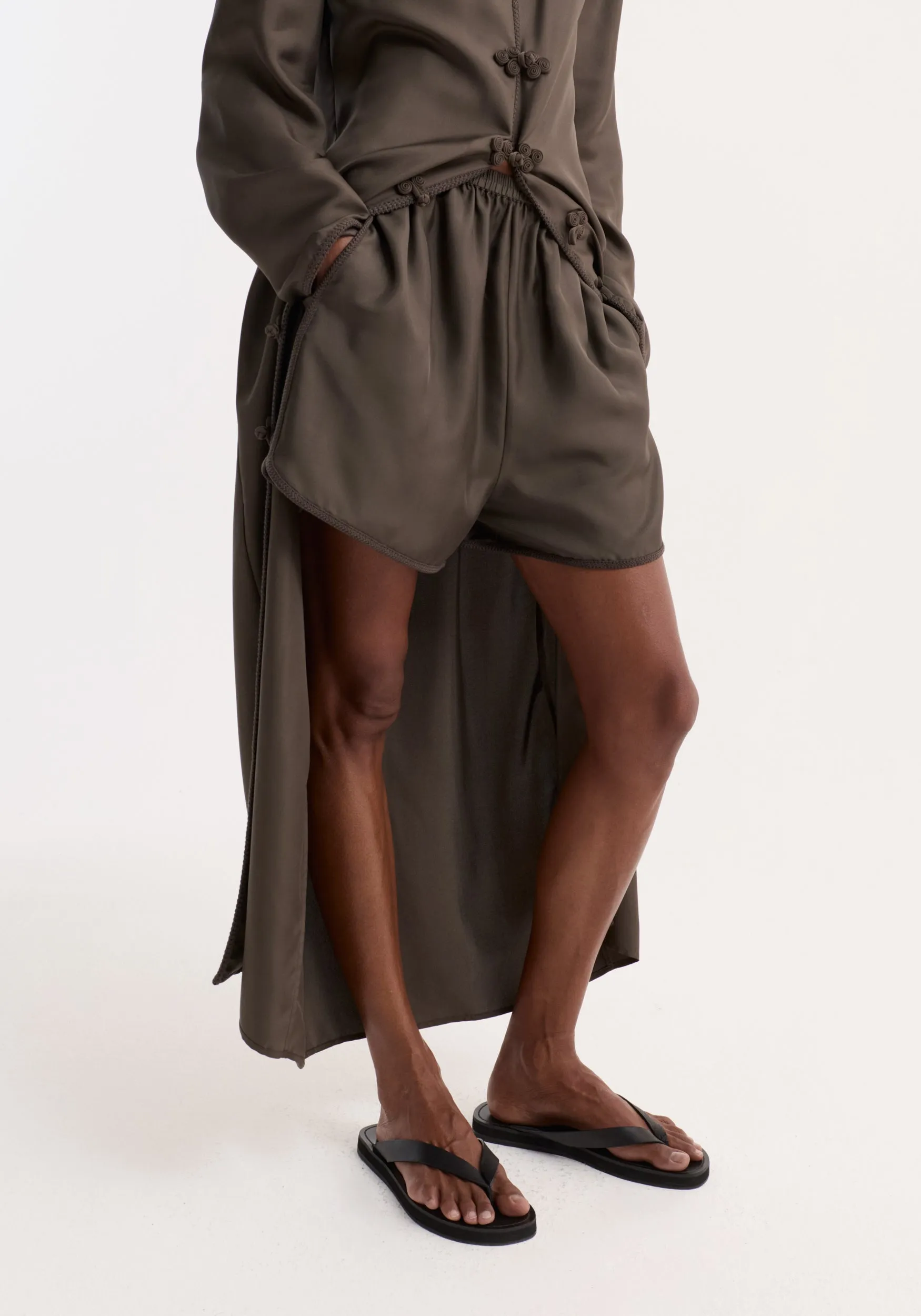 Taped silk shorts | earth sold by Rohe product image thumbnail 2
