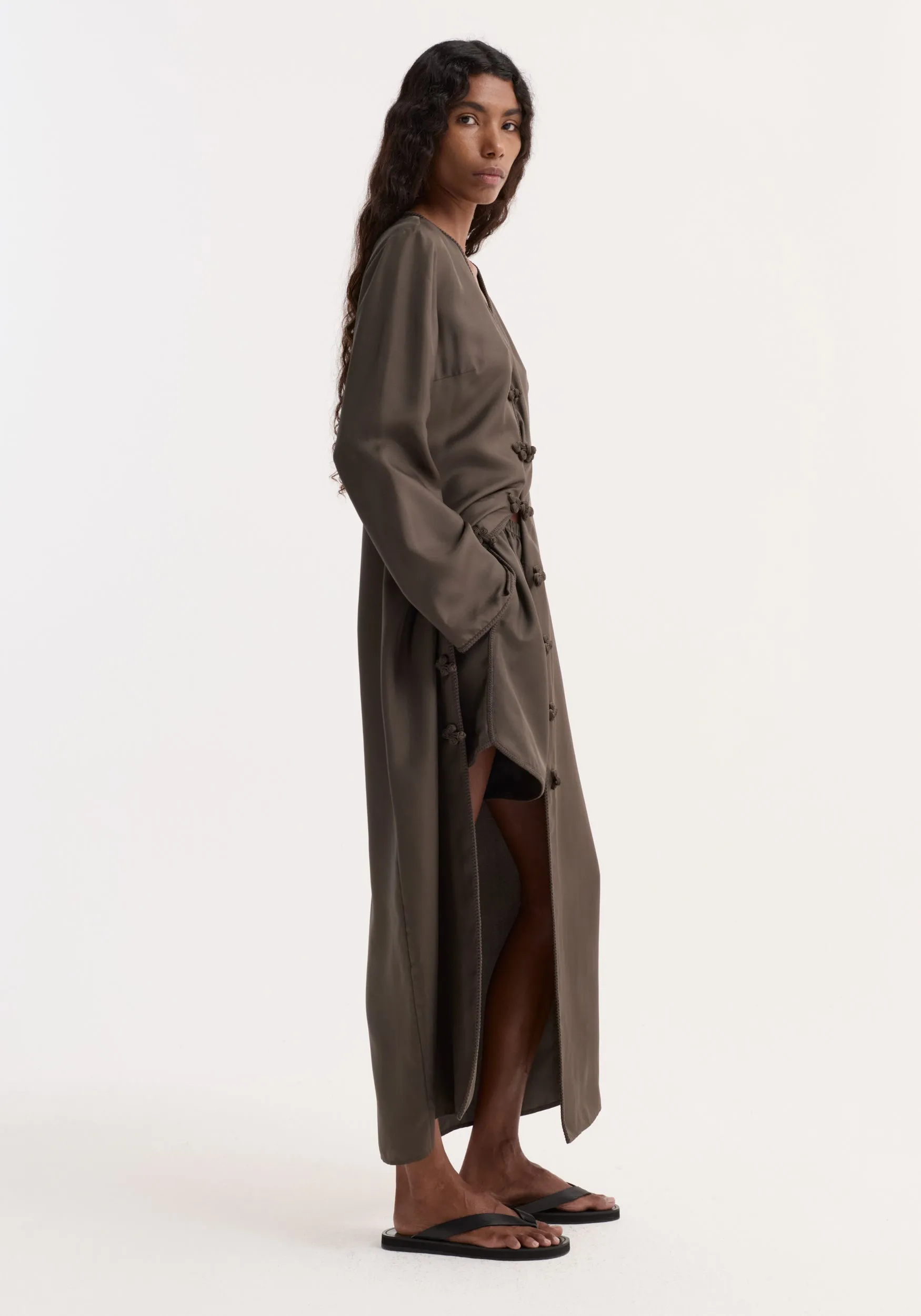 Taped silk shorts | earth sold by Rohe product image thumbnail 4