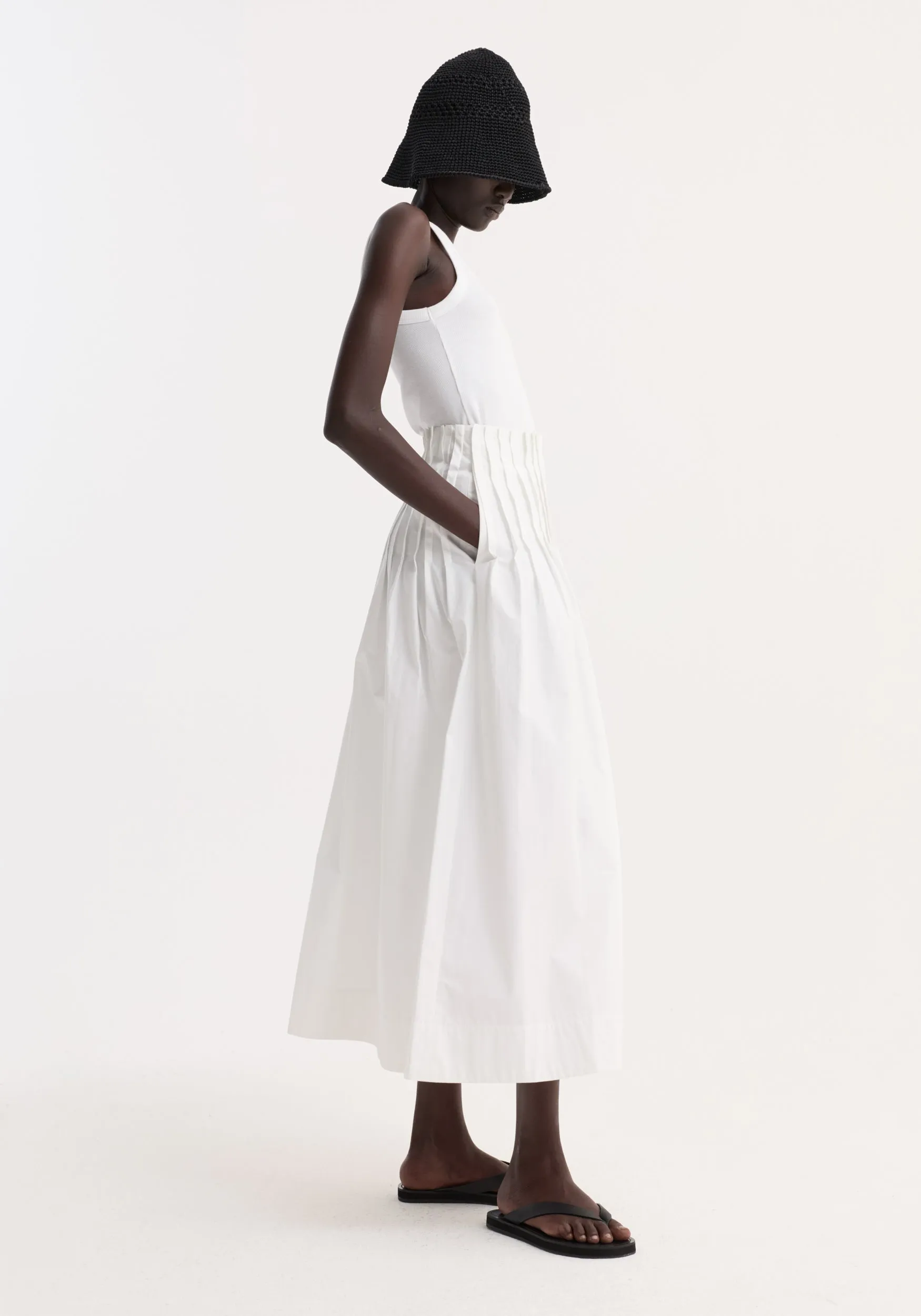 Pleated poplin maxi skirt | optic white sold by Rohe product image thumbnail 4