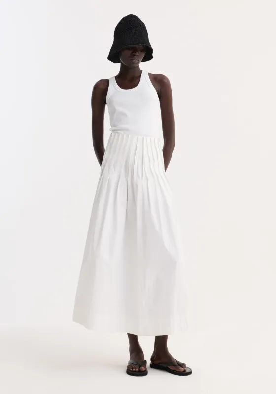Pleated poplin maxi skirt | optic white made by Rohe