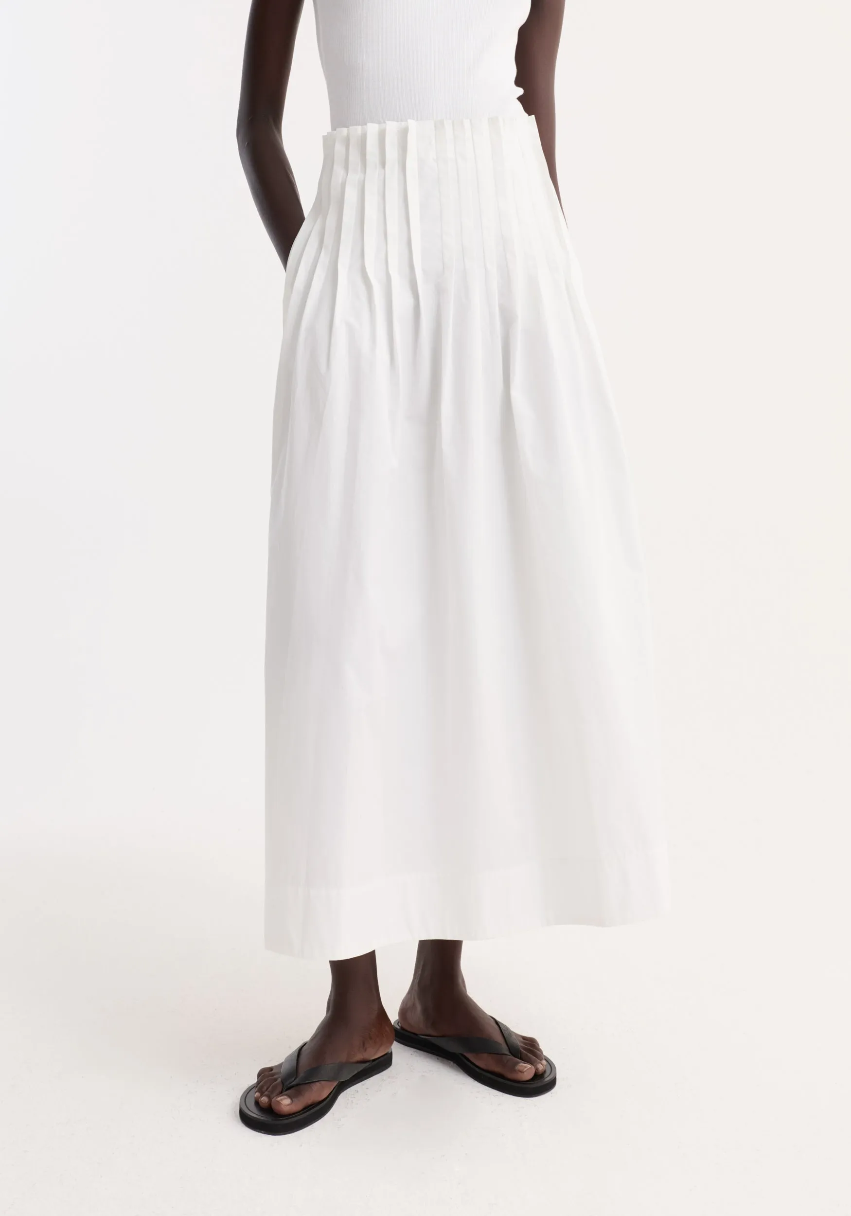 Pleated poplin maxi skirt | optic white sold by Rohe product image thumbnail 2