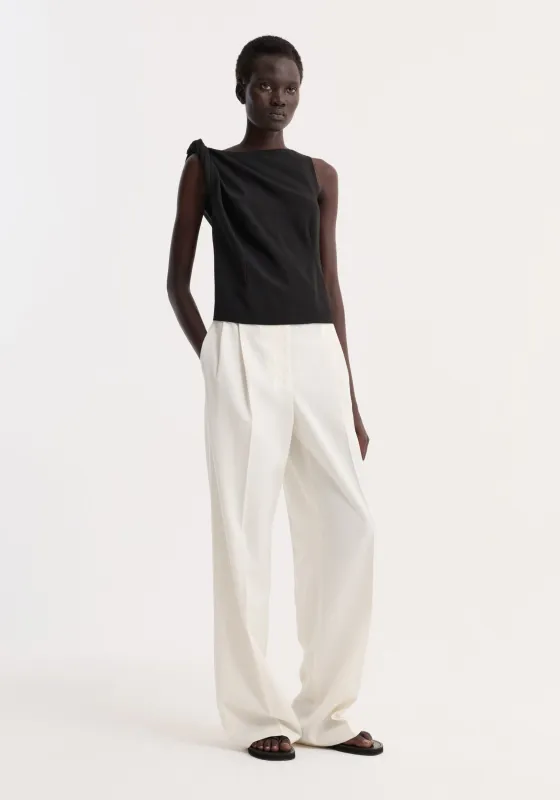 Draped linen silk top | black sold by Rohe
