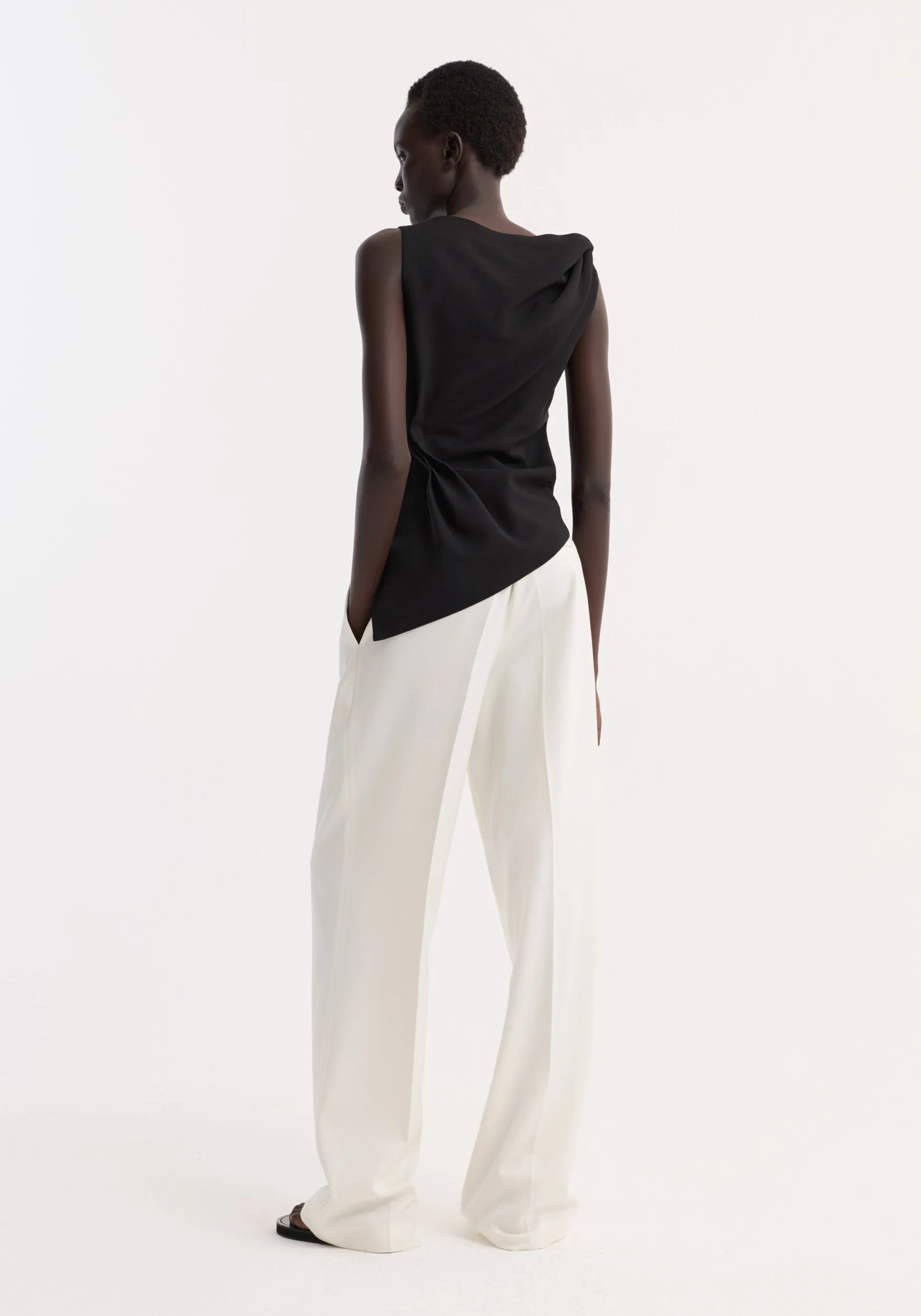Draped linen silk top | black sold by Rohe product image thumbnail 5
