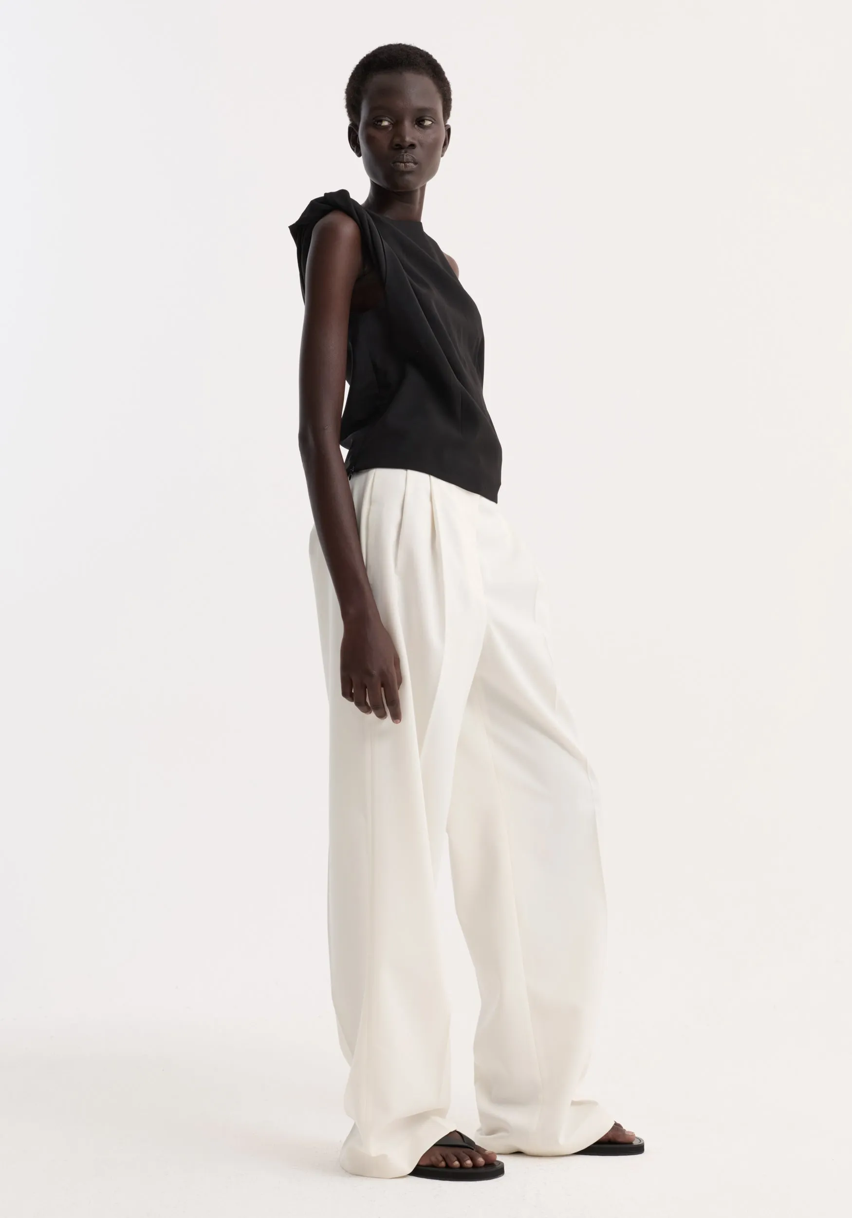Draped linen silk top | black sold by Rohe product image thumbnail 4