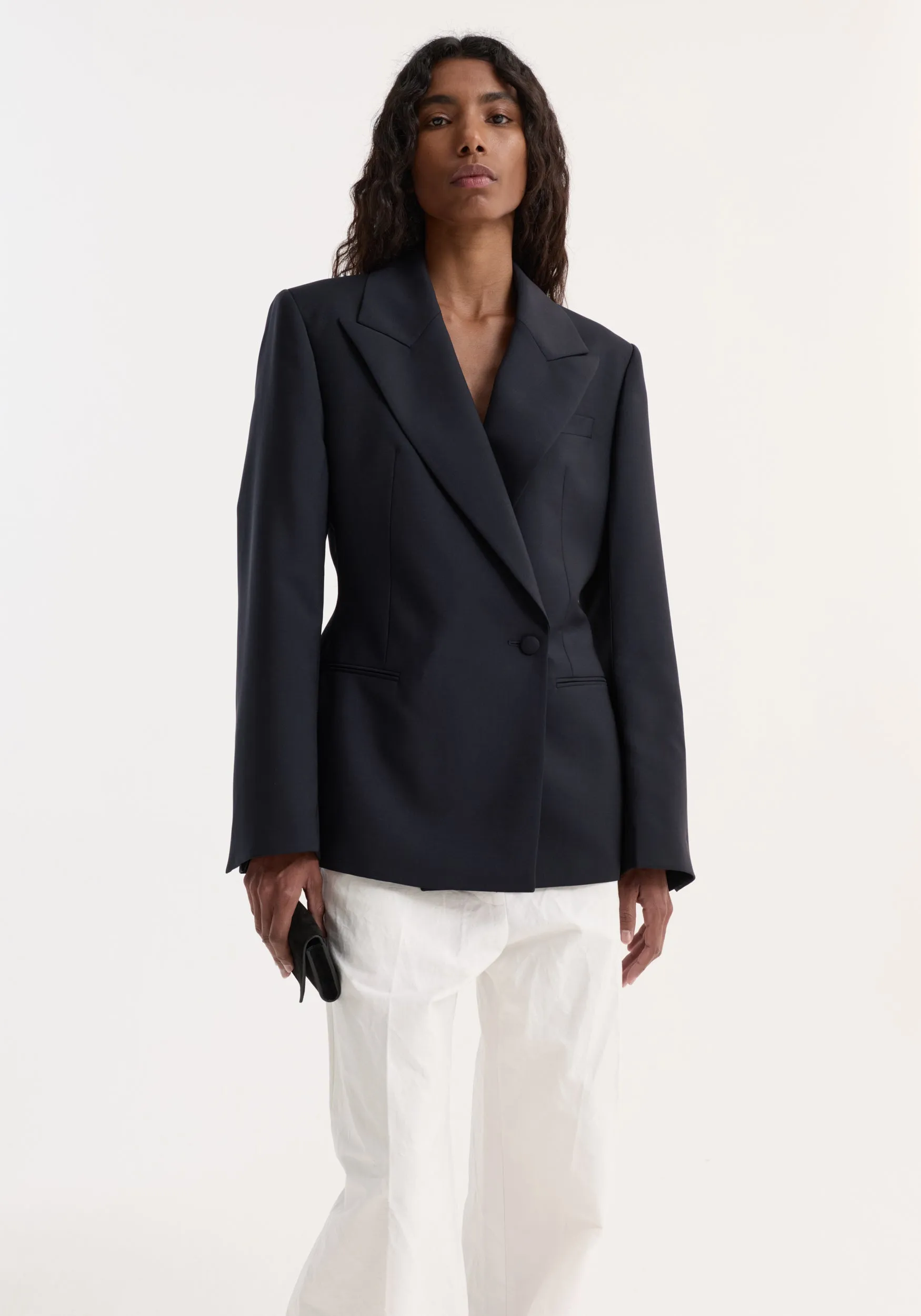 Hourglass shaped blazer | navy sold by Rohe product image thumbnail 3