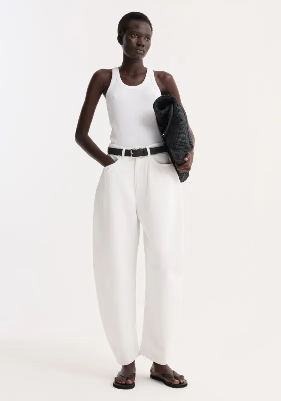 Sculptural denim trousers | optic white made by Rohe