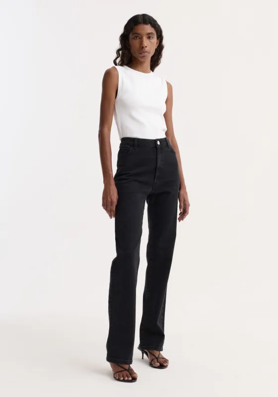 Lino - High-rise straight denim | black made by Rohe