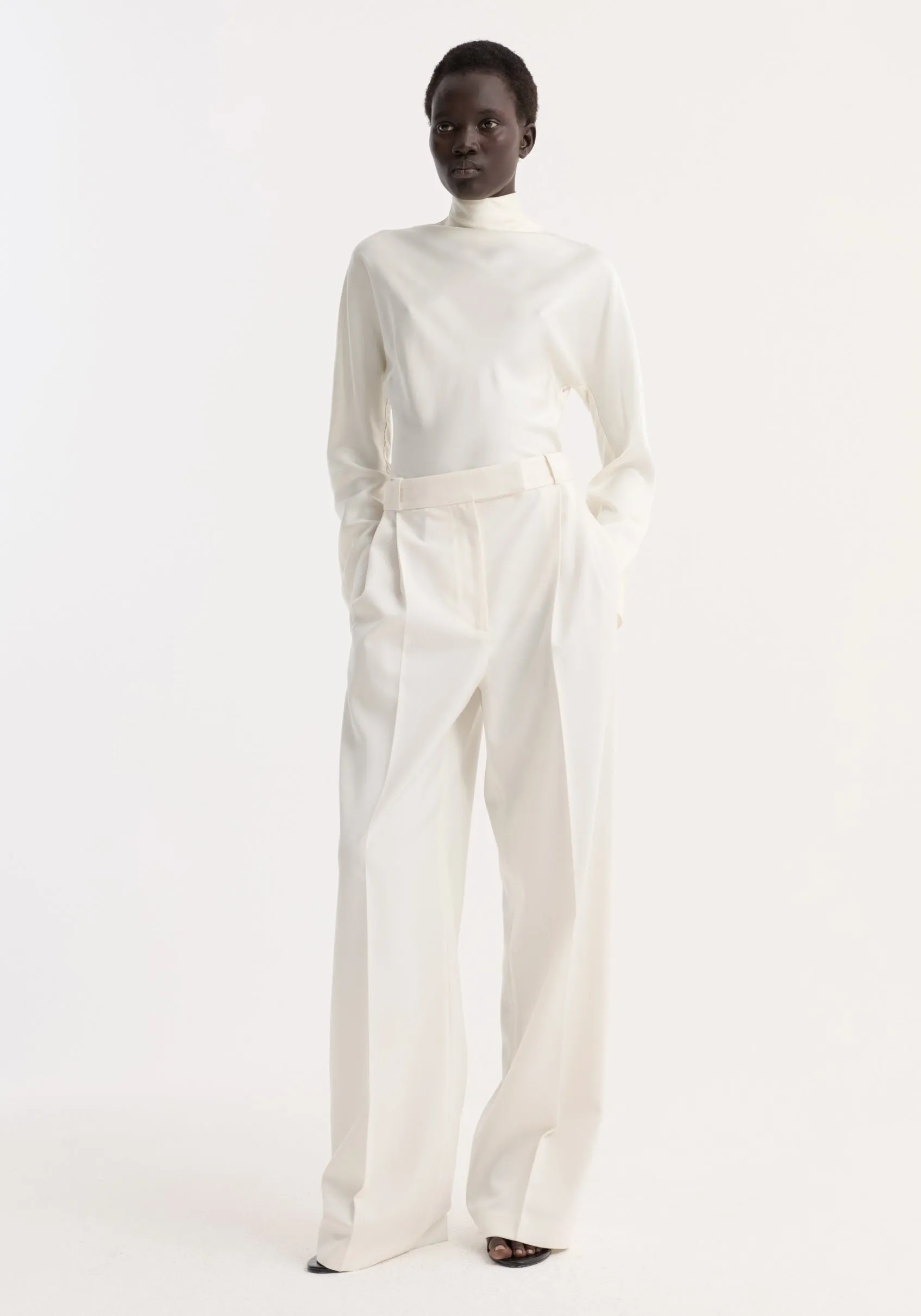 Satin waisted top | cream sold by Rohe