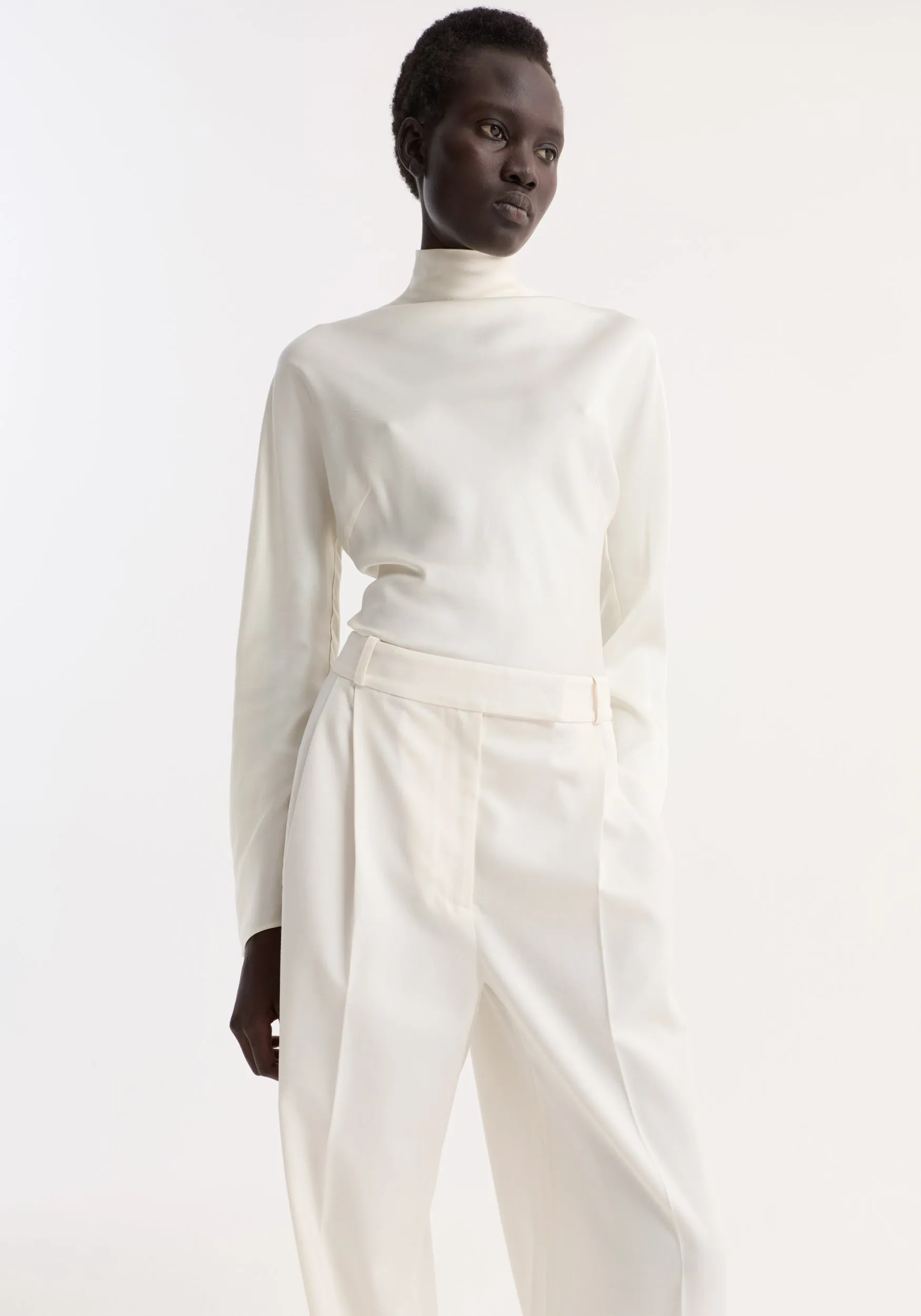 Satin waisted top | cream sold by Rohe product image thumbnail 4