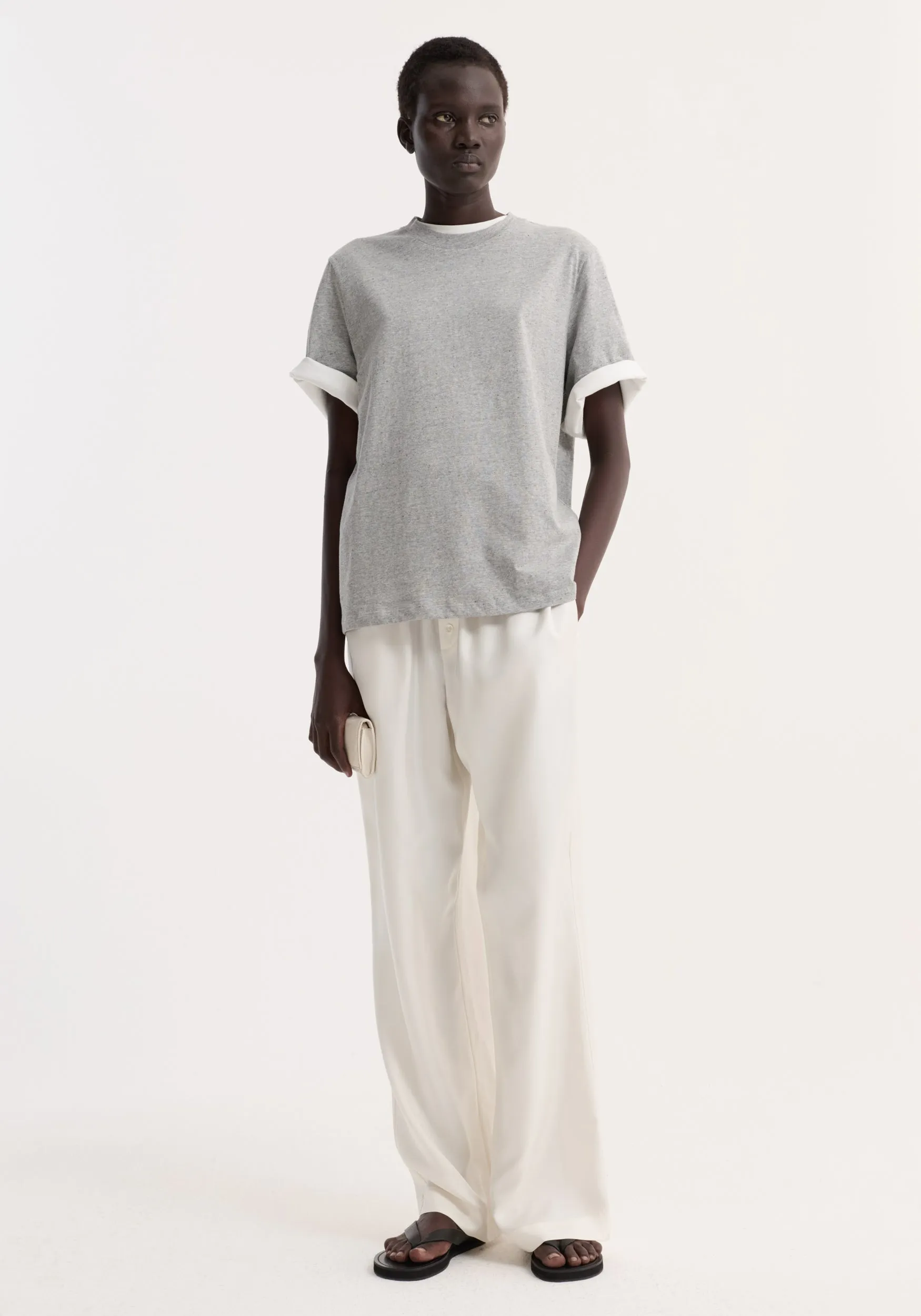 Slub melange cotton t-shirt | light grey melange sold by Rohe