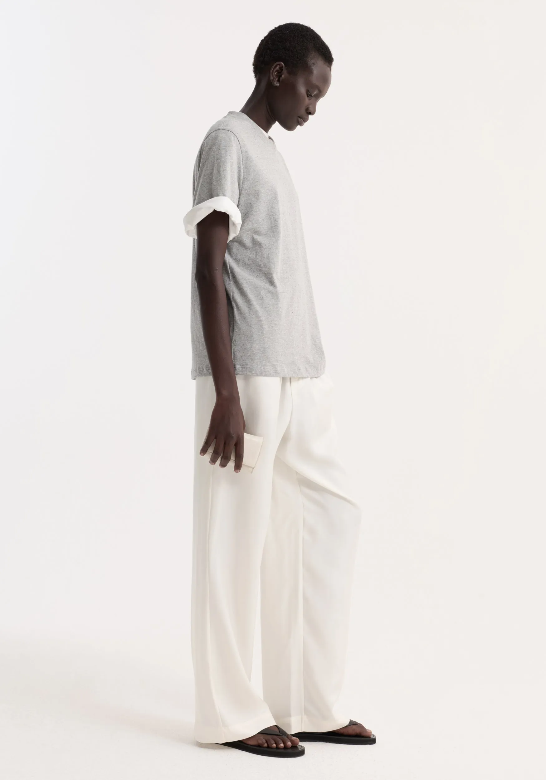 Slub melange cotton t-shirt | light grey melange sold by Rohe product image thumbnail 5