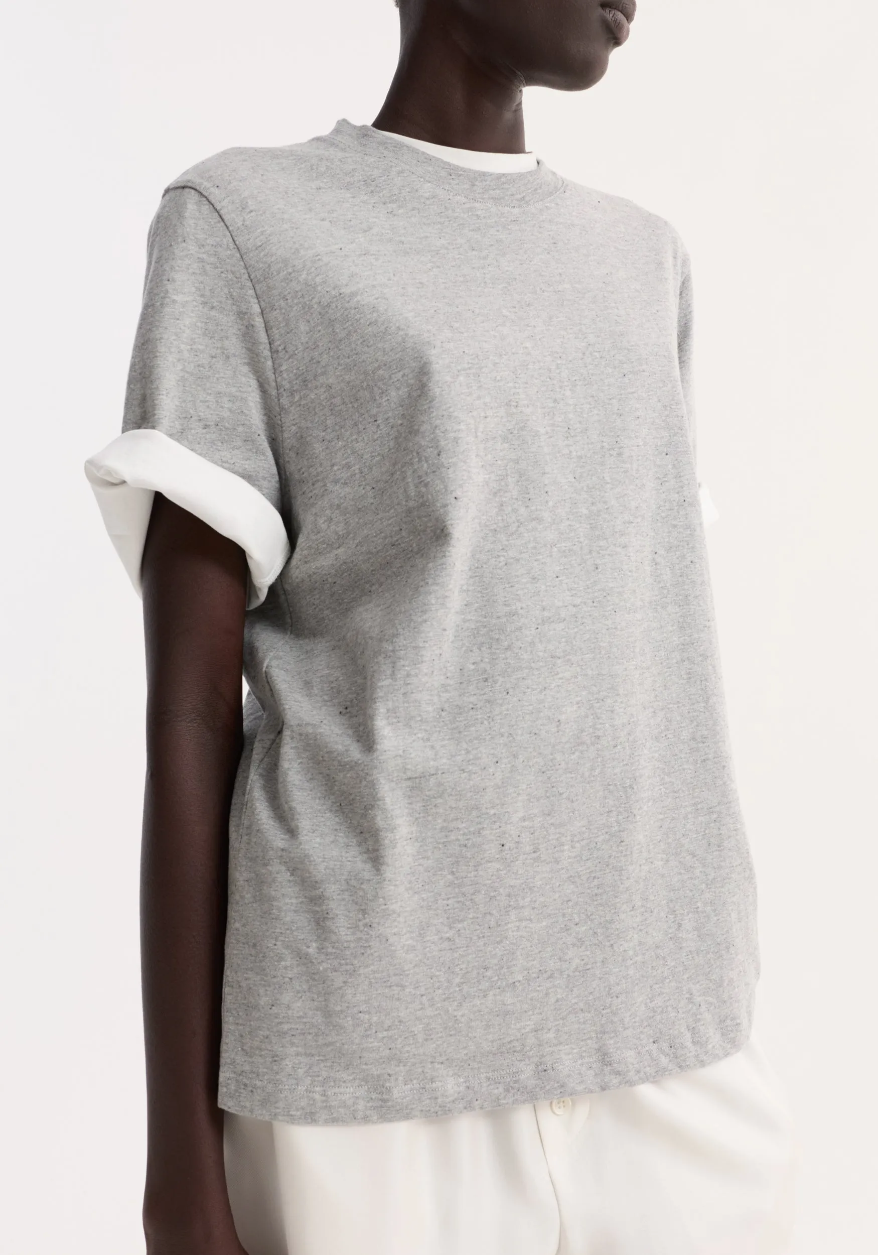 Slub melange cotton t-shirt | light grey melange sold by Rohe product image thumbnail 3