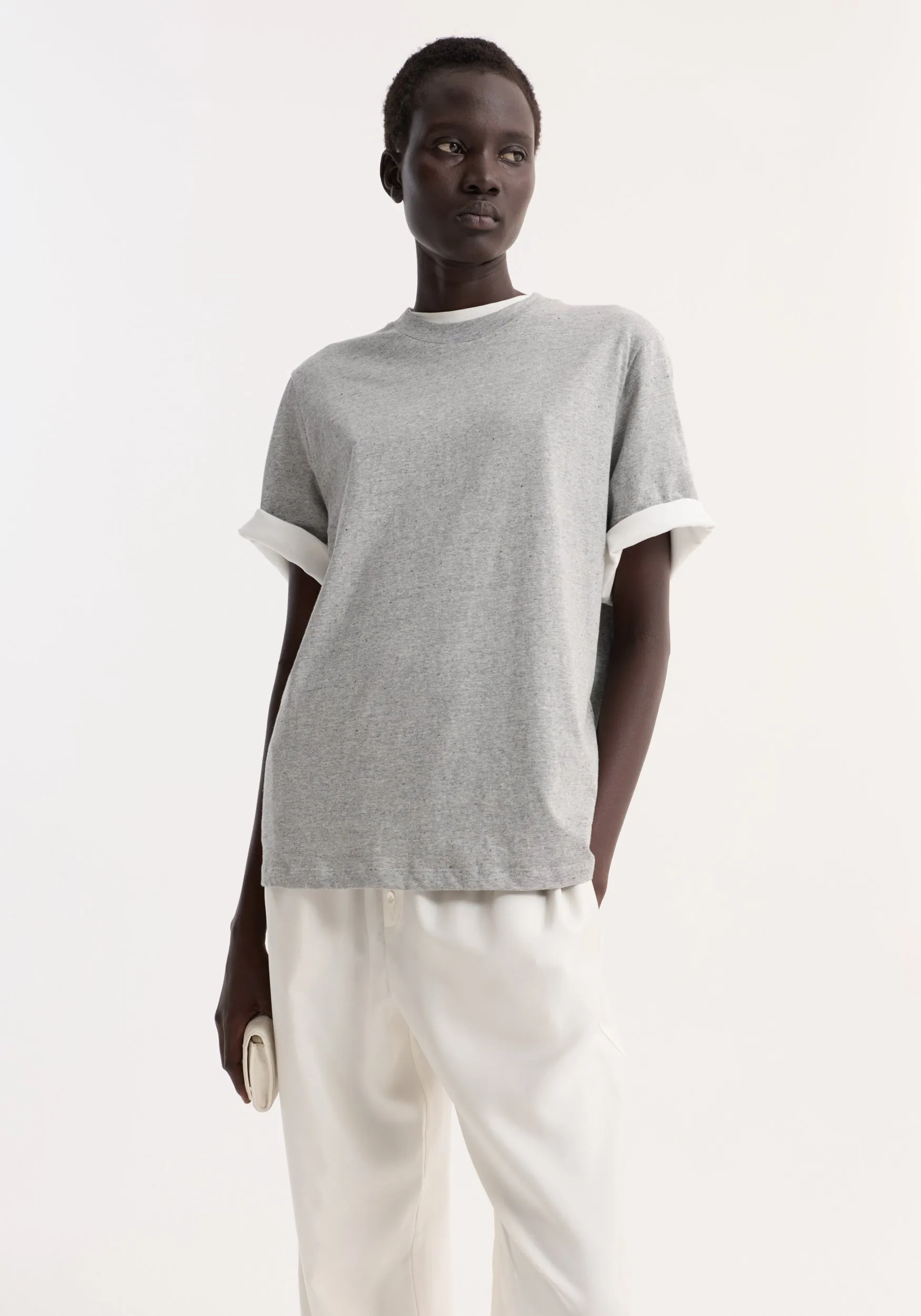 Slub melange cotton t-shirt | light grey melange sold by Rohe product image thumbnail 2