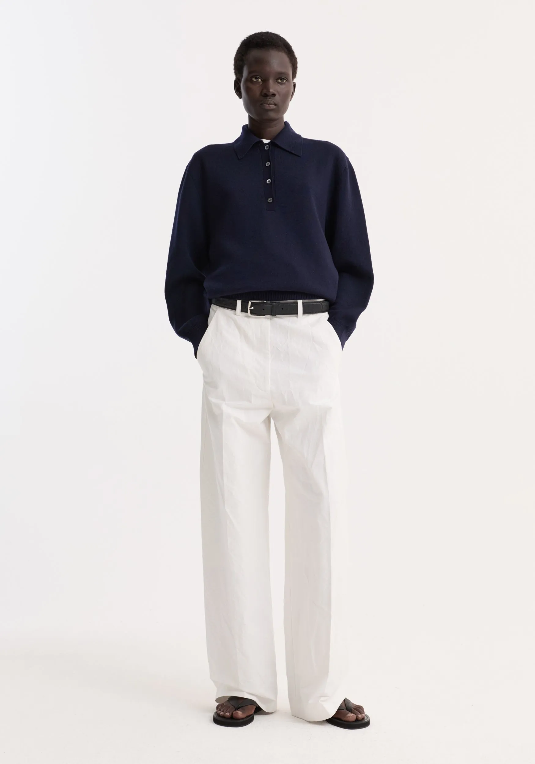 Merino wool polo | navy sold by Rohe