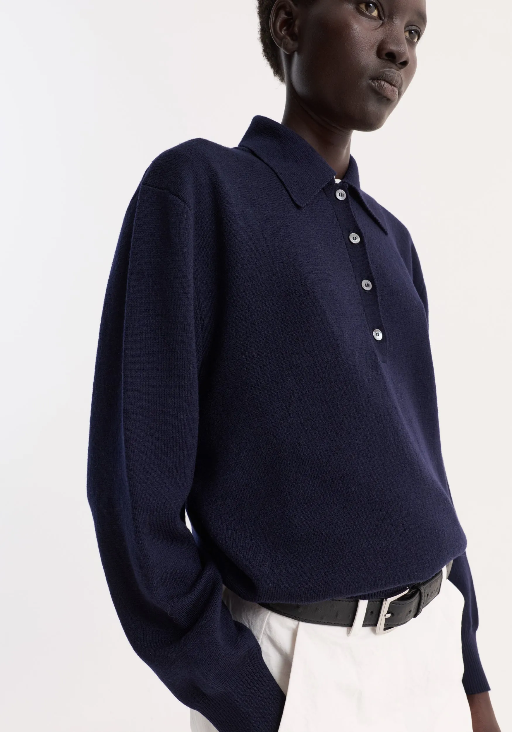 Merino wool polo | navy sold by Rohe product image thumbnail 3