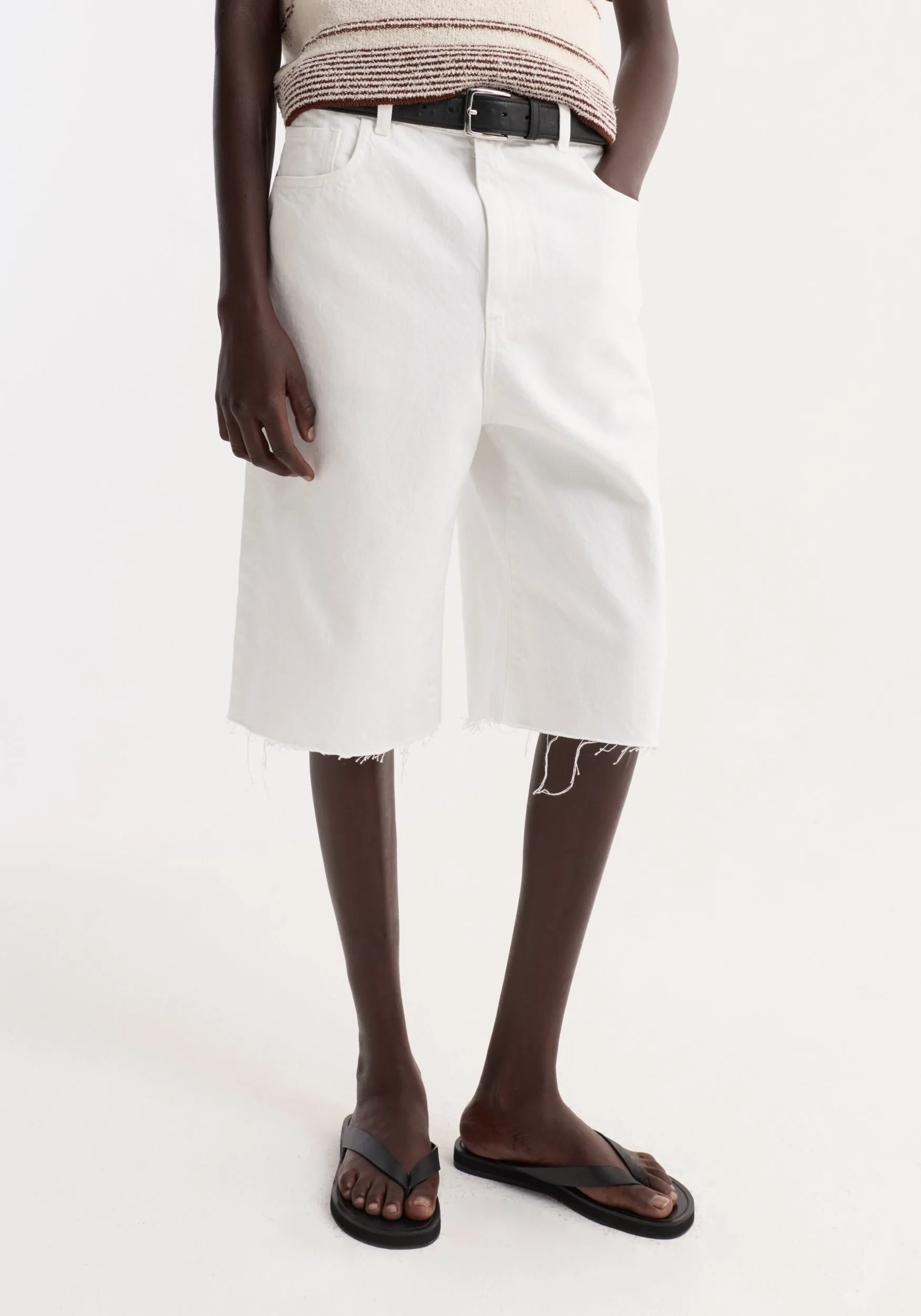 Baggy fit denim shorts | optic white sold by Rohe product image thumbnail 3