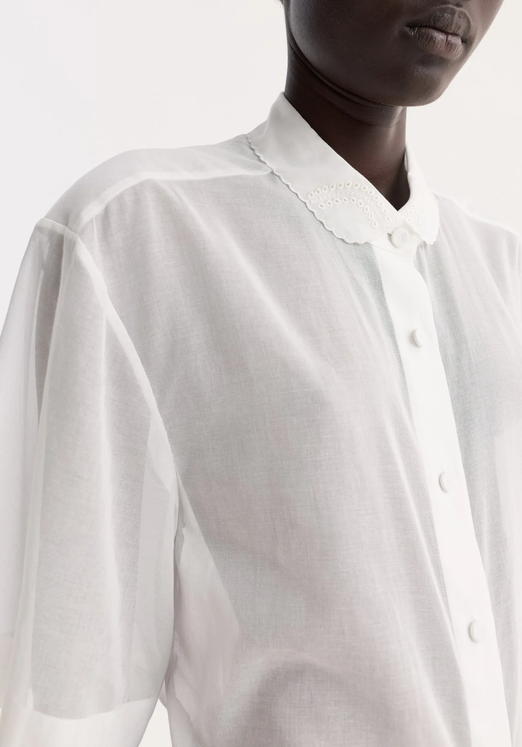 Embroidered muslin shirt | optic white sold by Rohe product image thumbnail 3