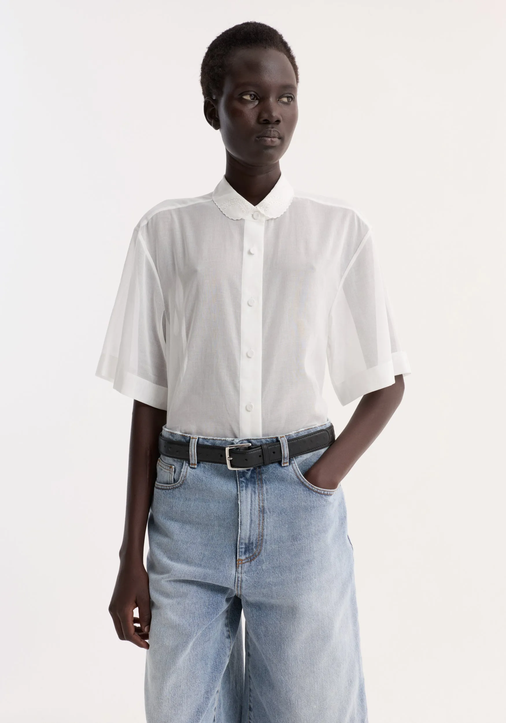 Embroidered muslin shirt | optic white sold by Rohe product image thumbnail 2