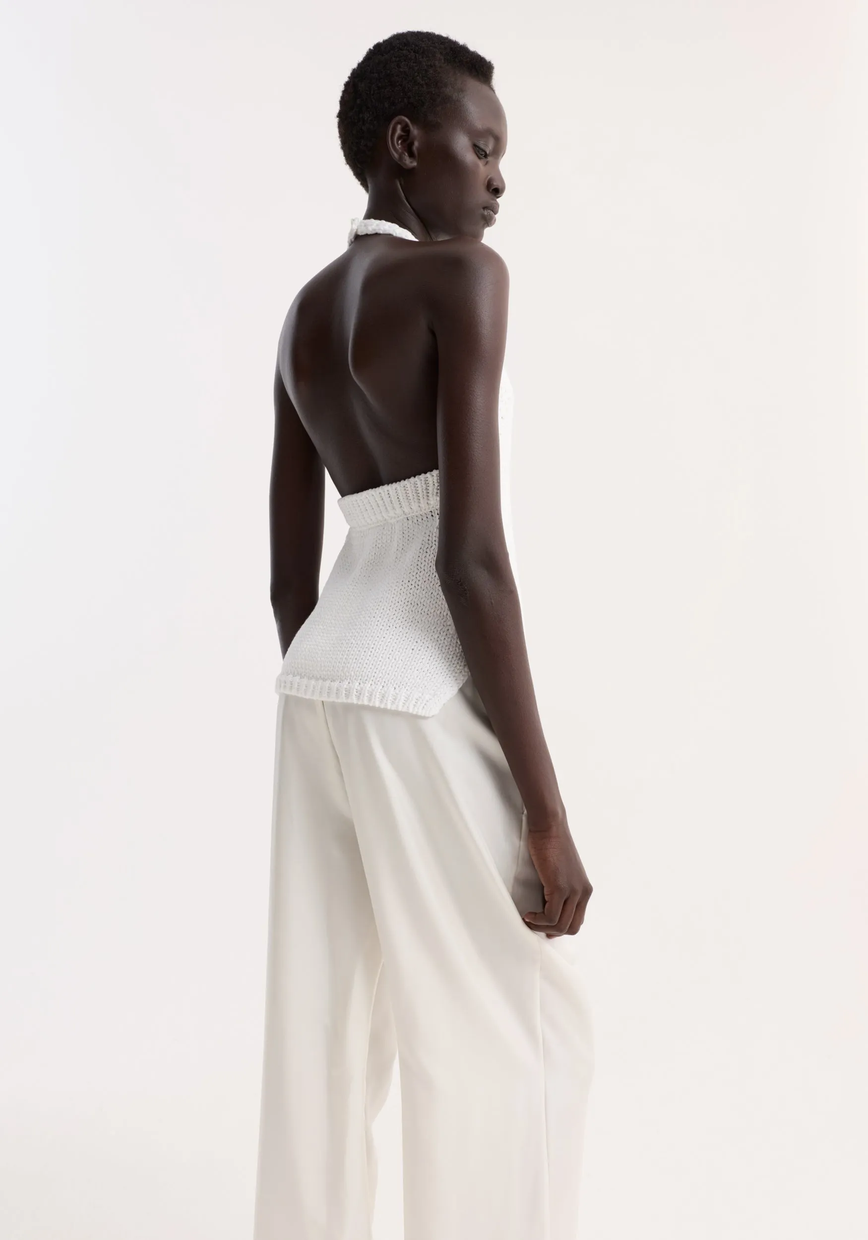 Chunky knit halter top | optic white sold by Rohe product image thumbnail 2
