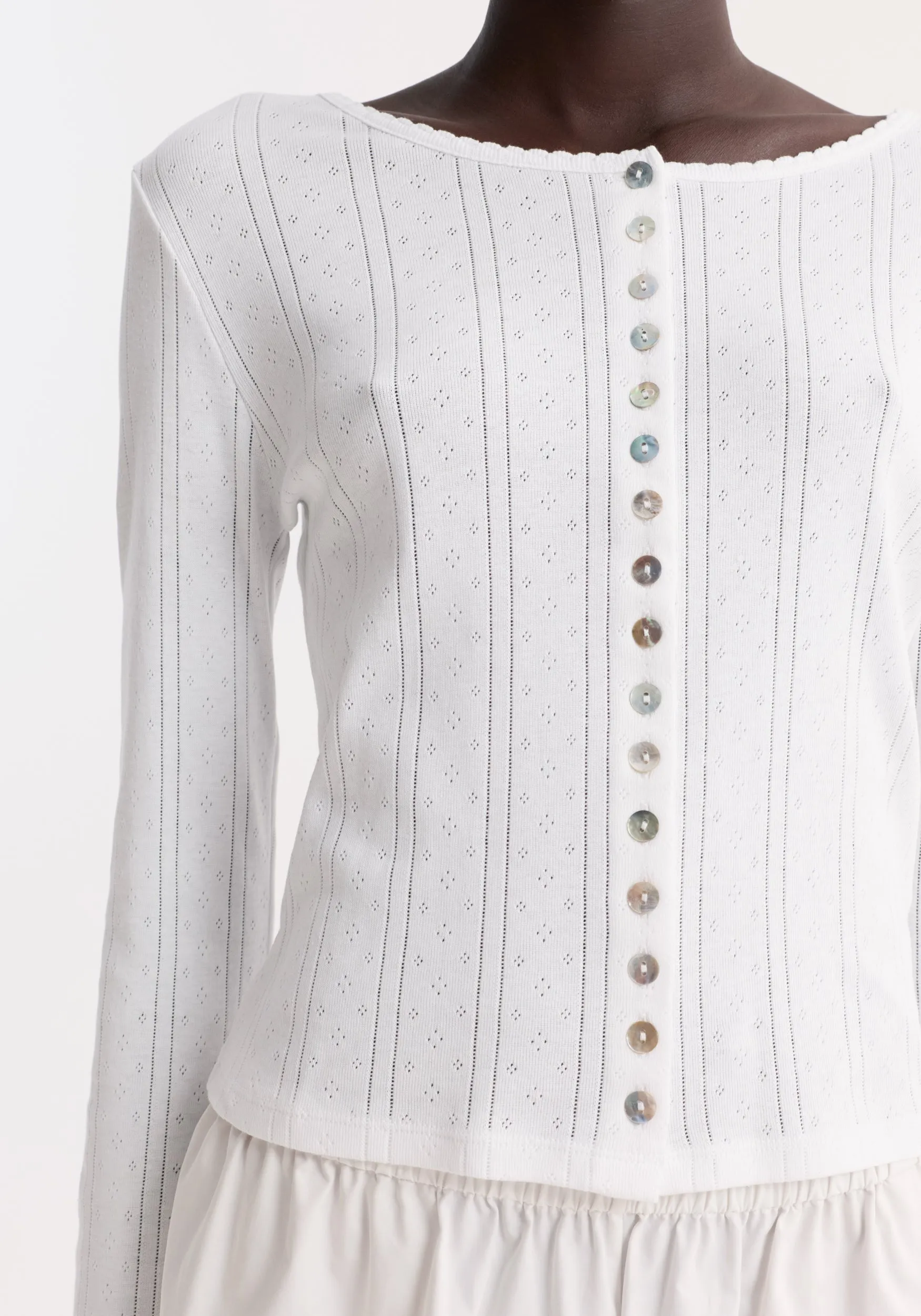Pointelle cardigan | off white sold by Rohe product image thumbnail 3