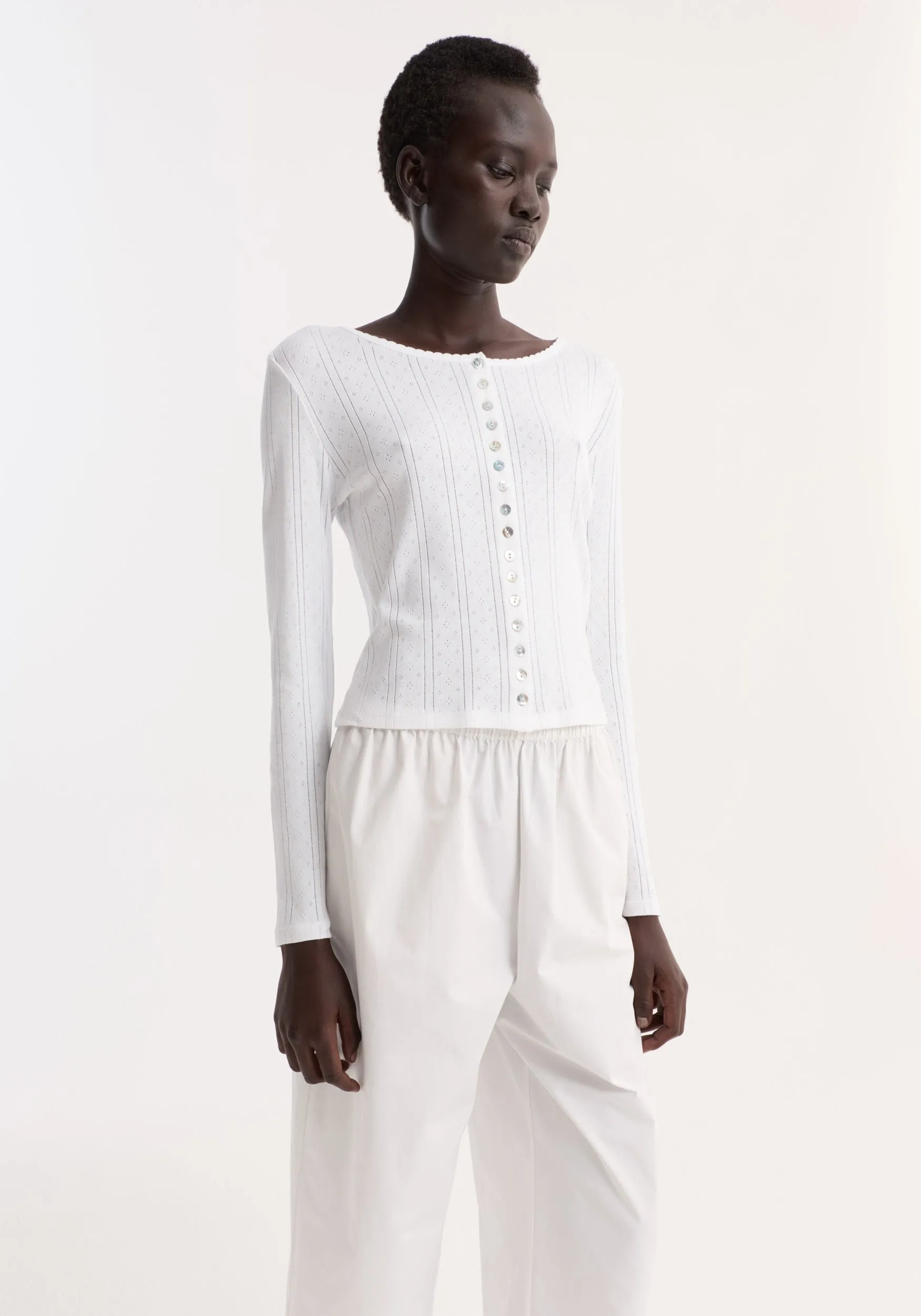 Pointelle cardigan | off white sold by Rohe product image thumbnail 2