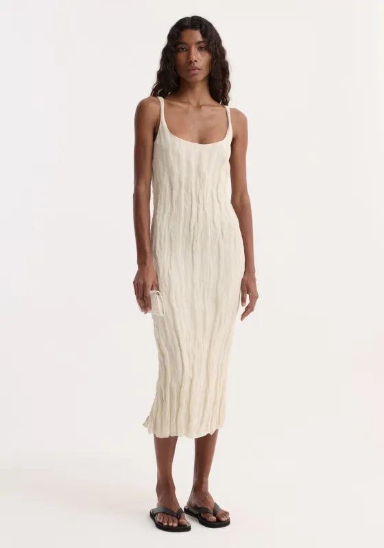 Textured square neck dress | cream made by Rohe