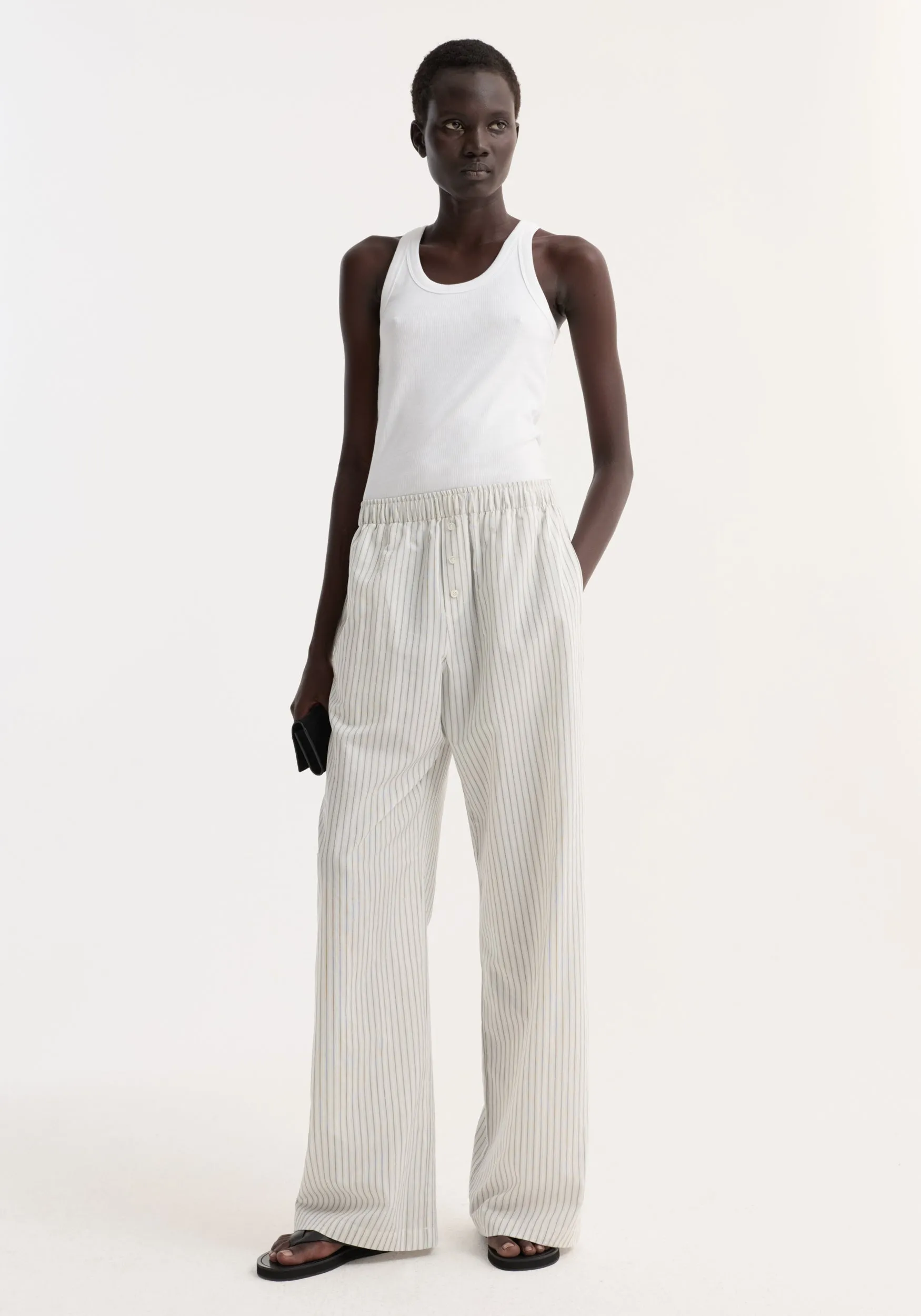 Silk stripe pyjama trousers | fine stripe sold by Rohe