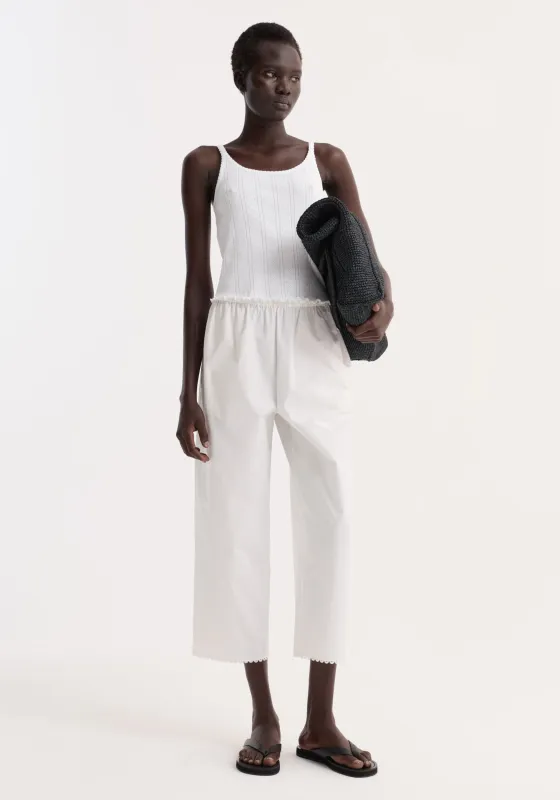 Embroidered poplin trousers | optic white made by Rohe