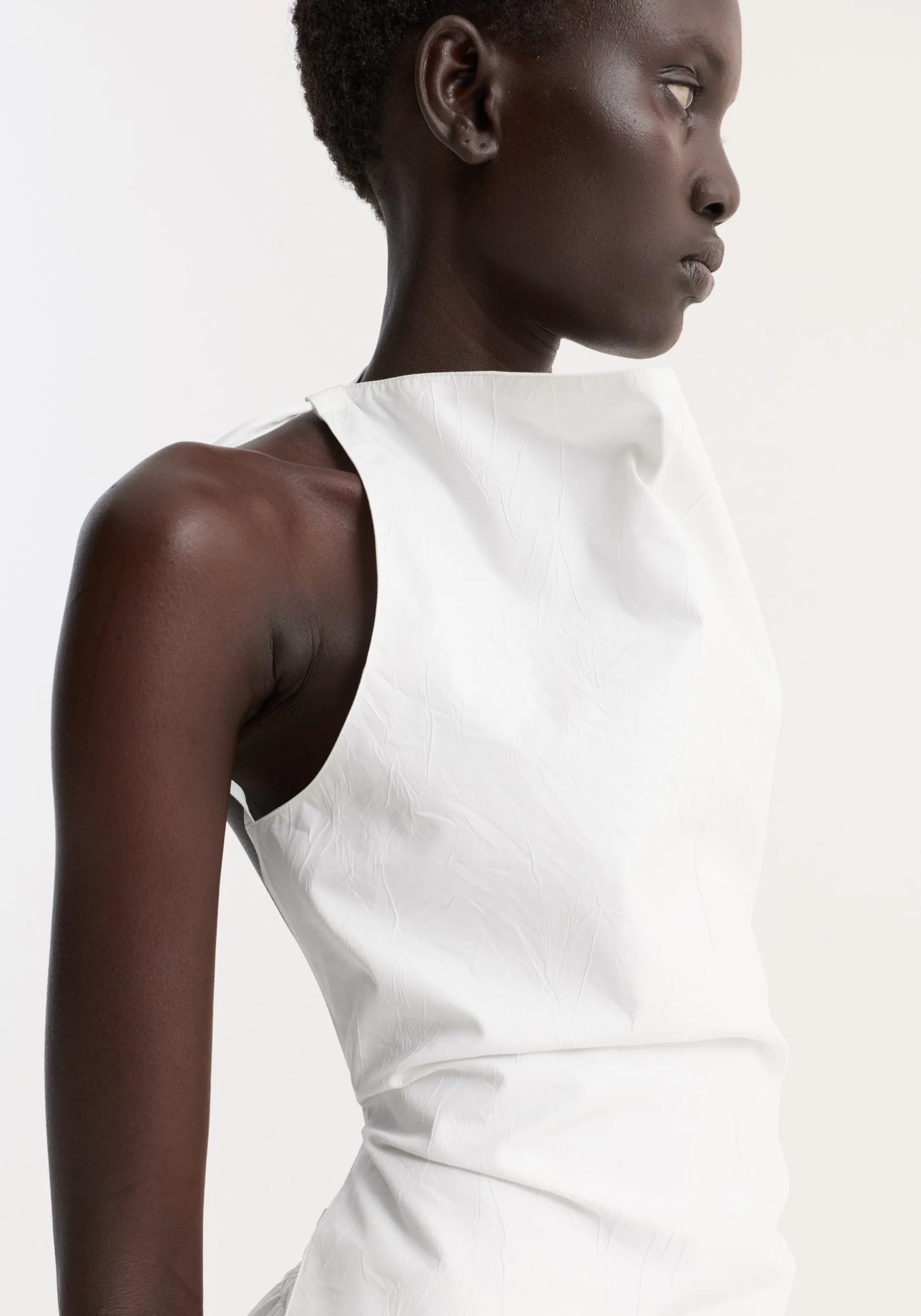 Open back crushed cotton top | optic white sold by Rohe product image thumbnail 4