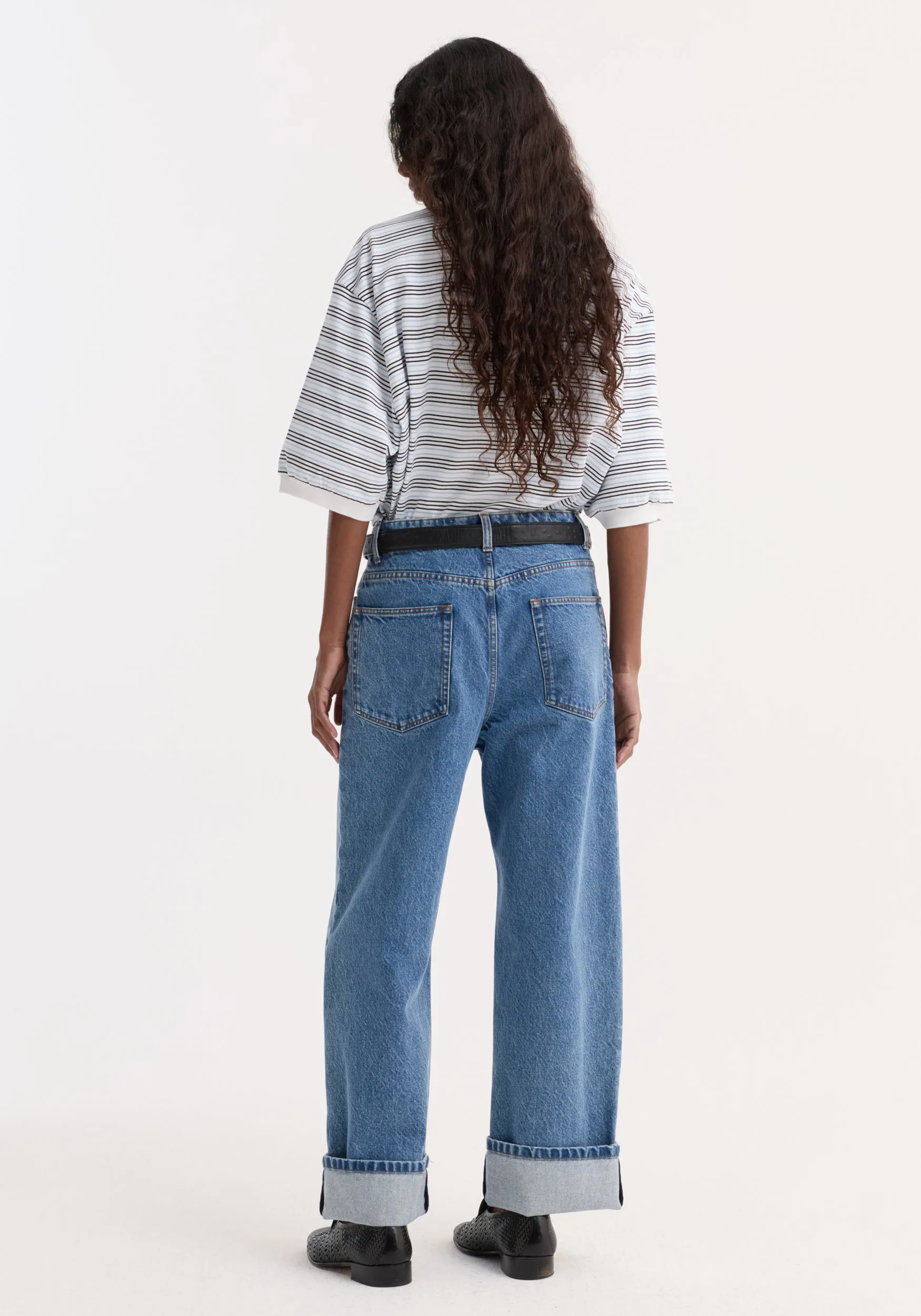 Striped oversized polo | white / blue multi stripe sold by Rohe product image thumbnail 5