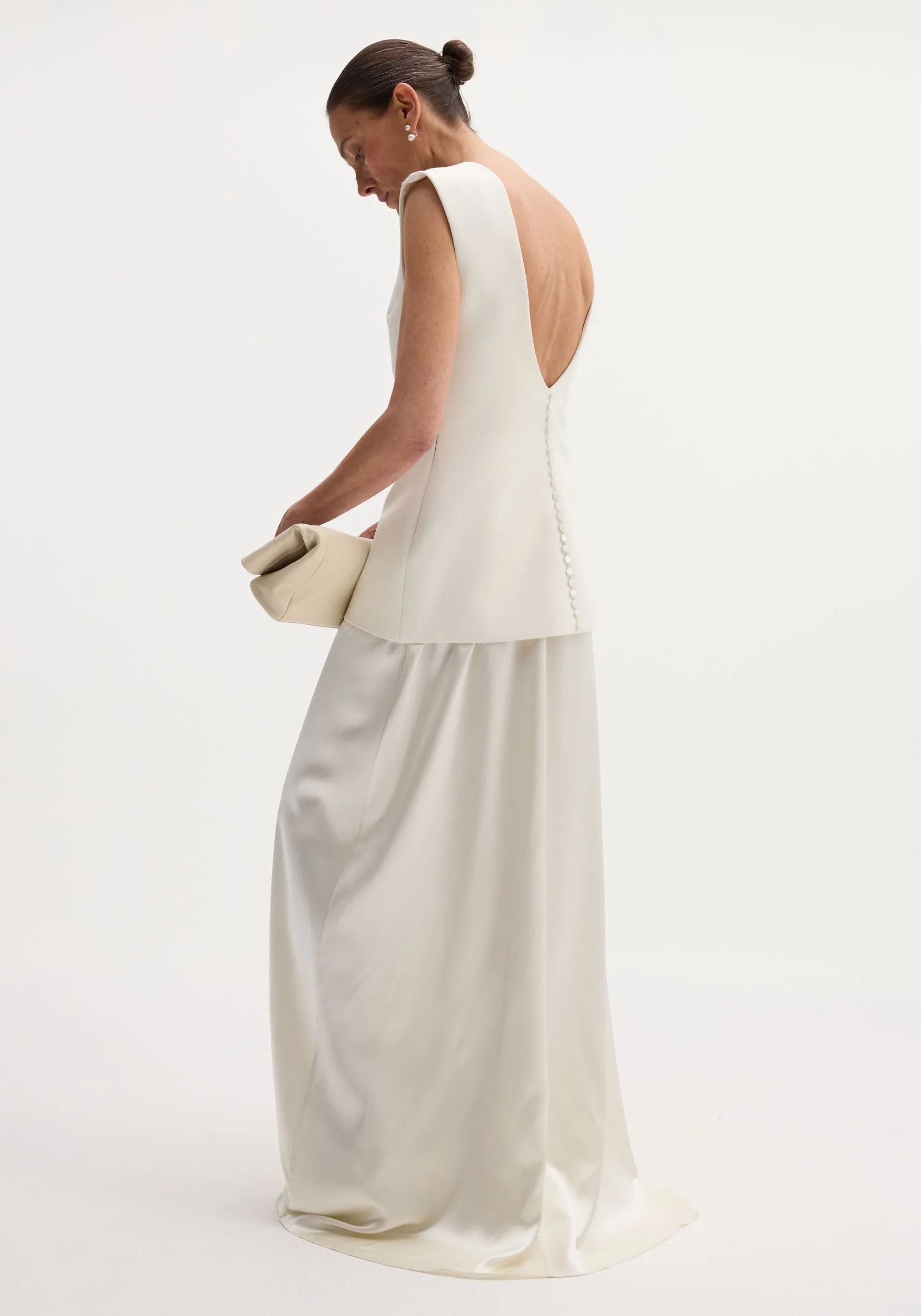 Classic signature dress with satin silk skirt | ivory sold by Rohe product image thumbnail 3
