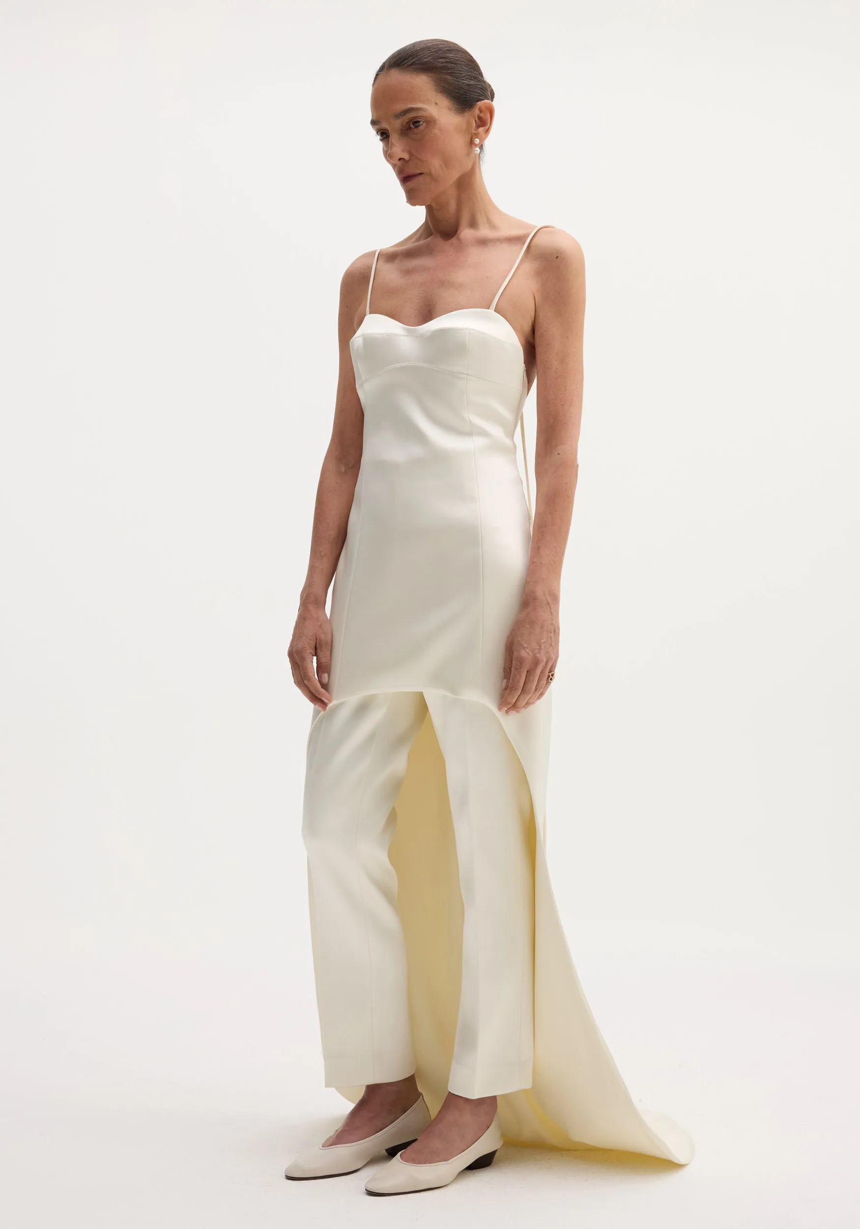 Satin bustier dress with train | ivory sold by Rohe product image thumbnail 2