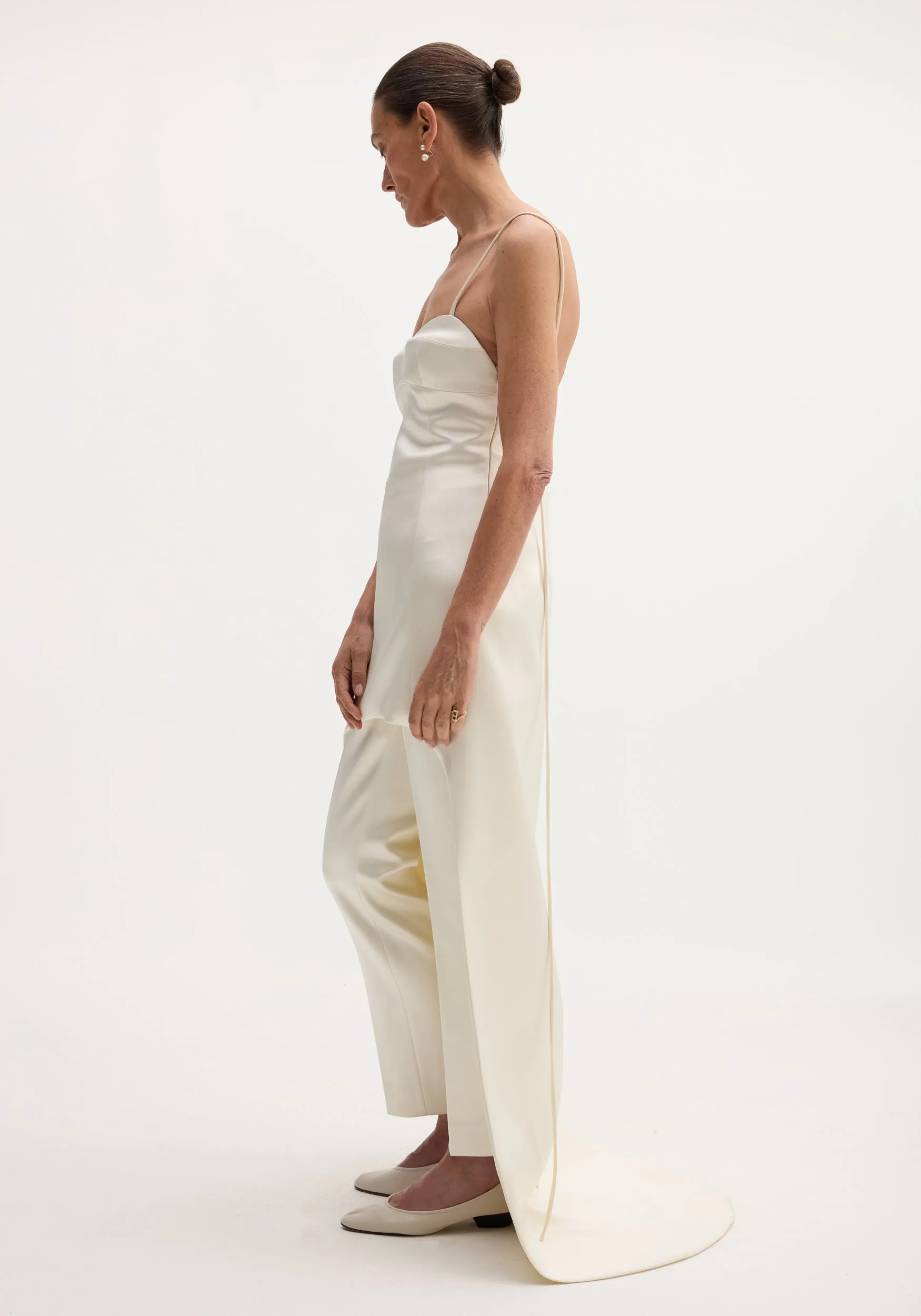 Satin bustier dress with train | ivory sold by Rohe product image thumbnail 4